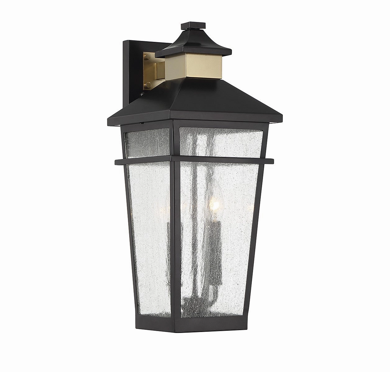 Kingsley Two Light Outdoor Wall Lantern Matte Black with Warm BrassOutdoor wall sconces with motion sensor