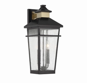 Kingsley Two Light Outdoor Wall Lantern Matte Black with Warm BrassOutdoor wall sconces with motion sensor