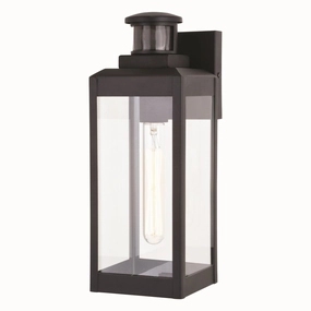 Kinzie One Light Outdoor Motion Sensor Wall Mount Textured BlackOutdoor wall sconces with motion sensor