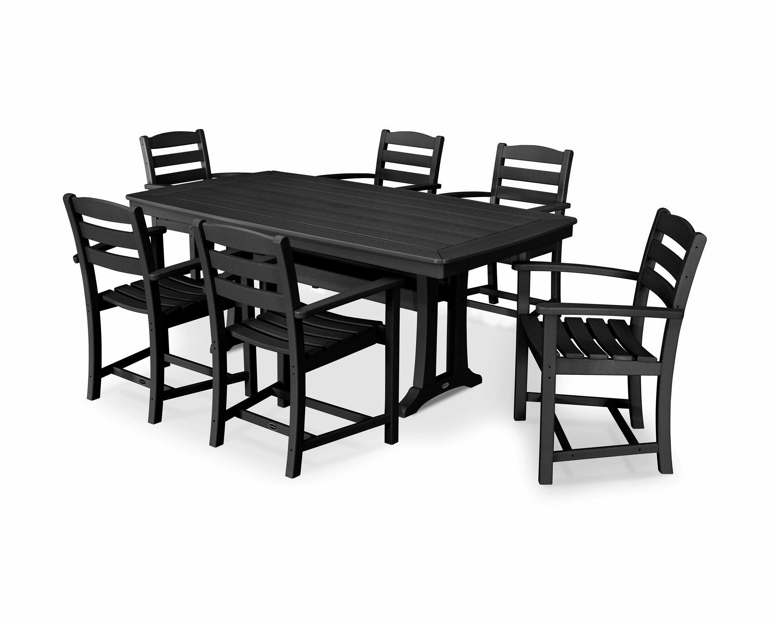 La Casa Caf 7-Piece Arm Chair Dining Set with Trestle Legs