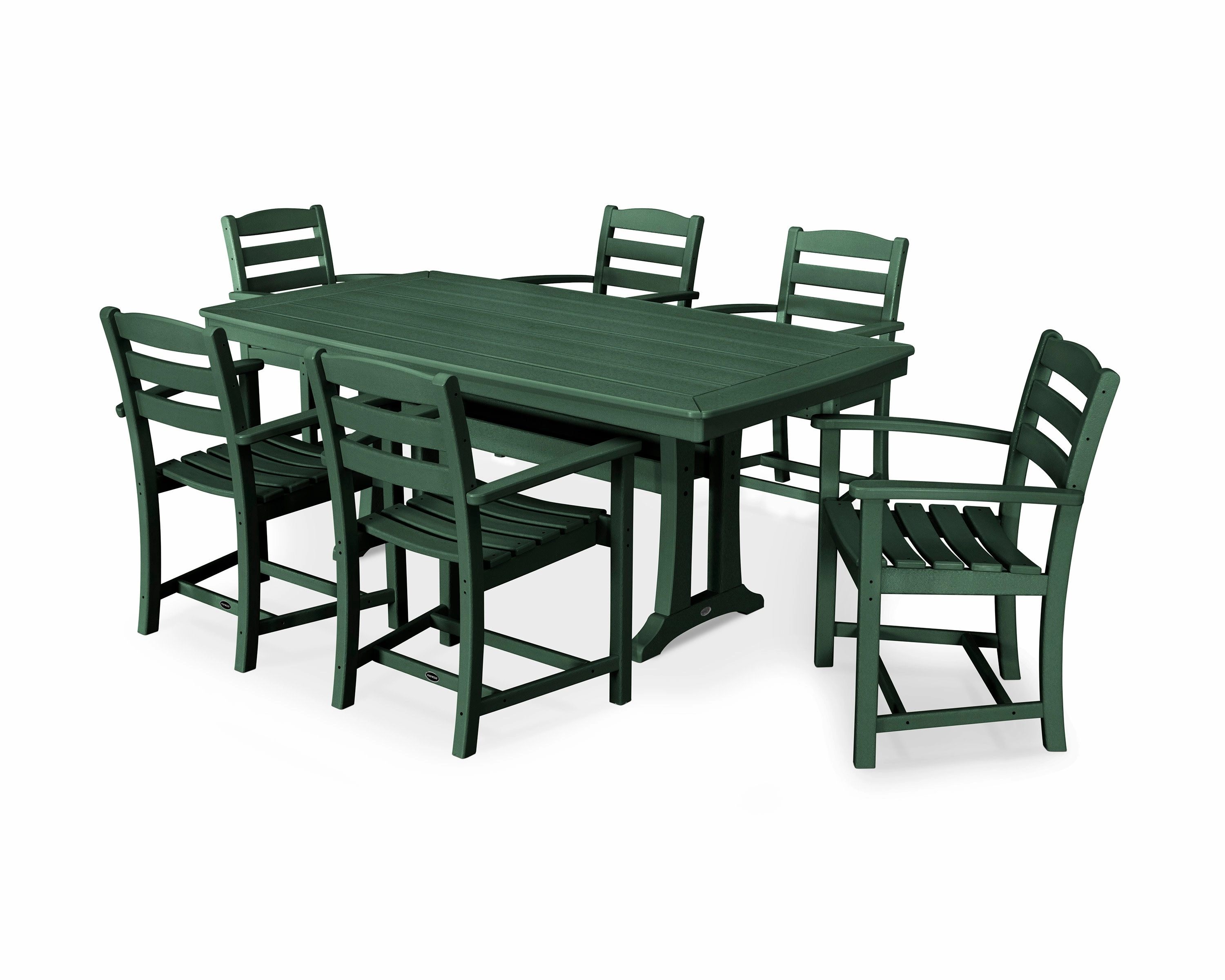 La Casa Caf 7-Piece Arm Chair Dining Set with Trestle Legs