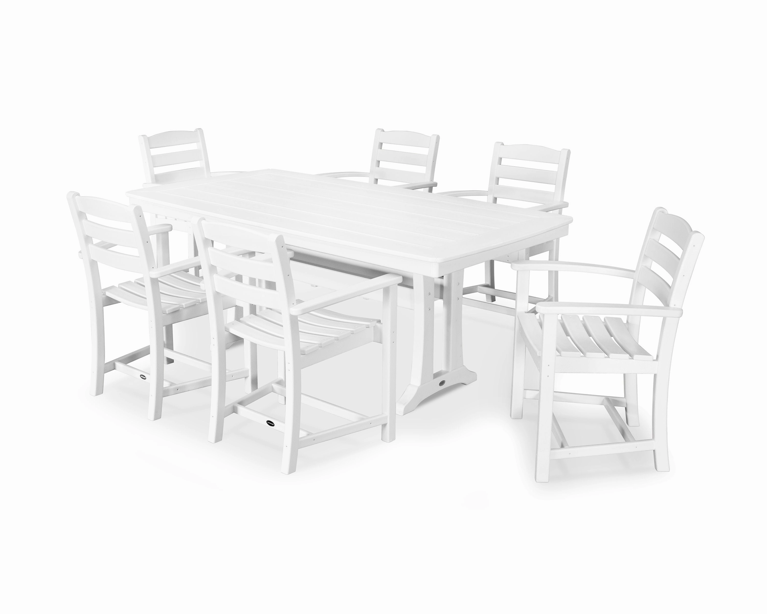 La Casa Caf 7-Piece Arm Chair Dining Set with Trestle Legs