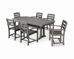 La Casa Caf 7-Piece Arm Chair Dining Set with Trestle Legsoutdoor patio furniture set