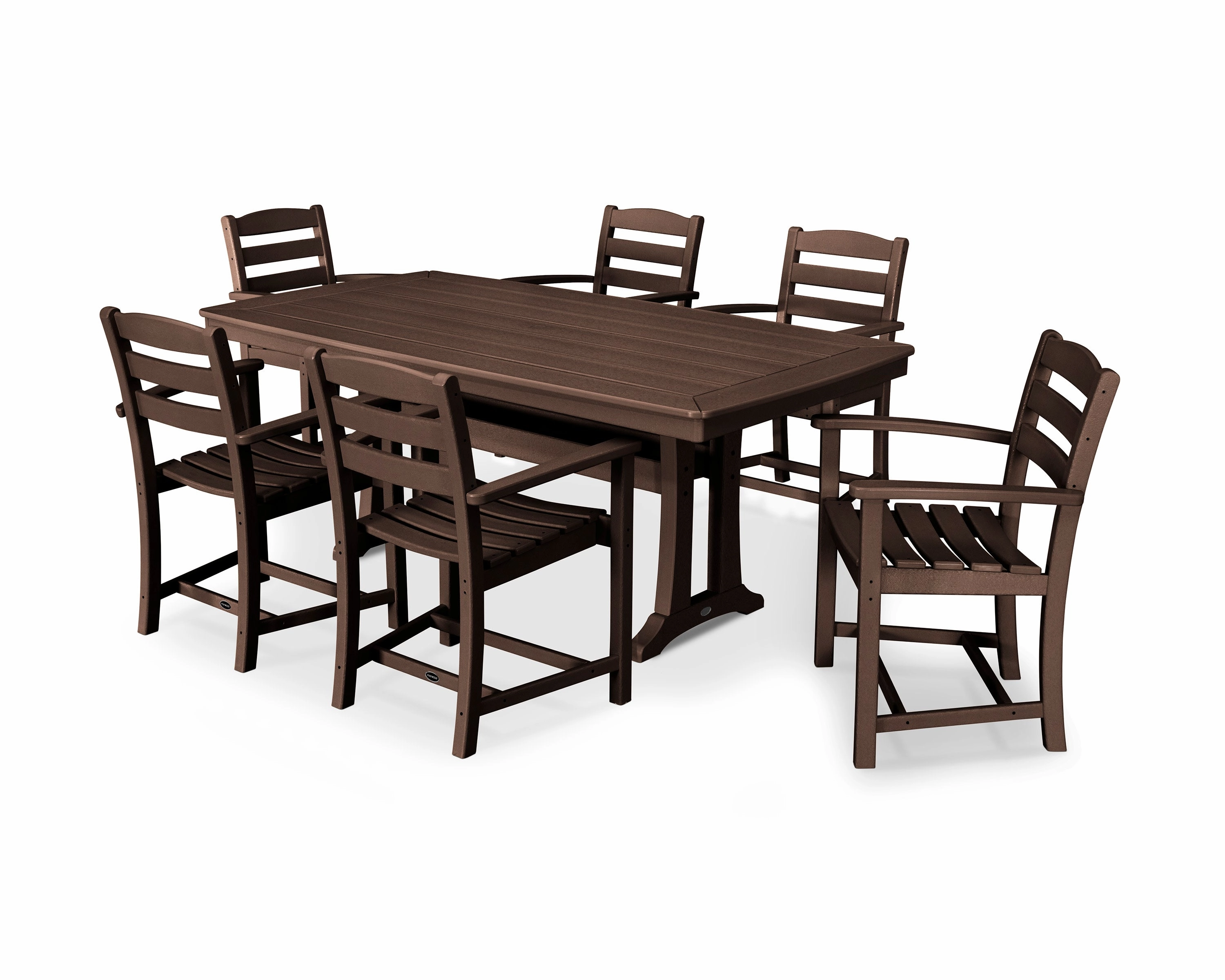 La Casa Caf 7-Piece Arm Chair Dining Set with Trestle Legs