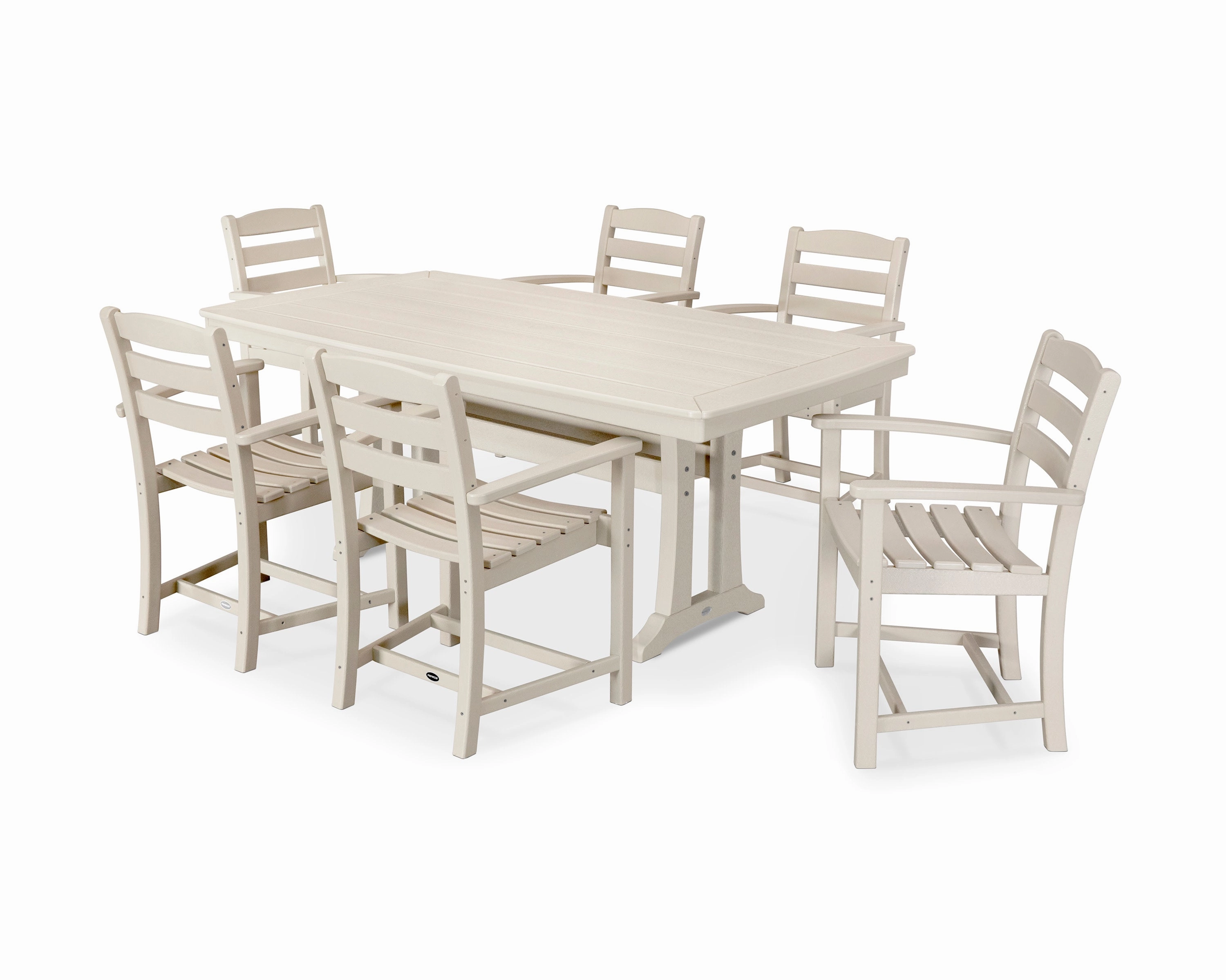 La Casa Caf 7-Piece Arm Chair Dining Set with Trestle Legs