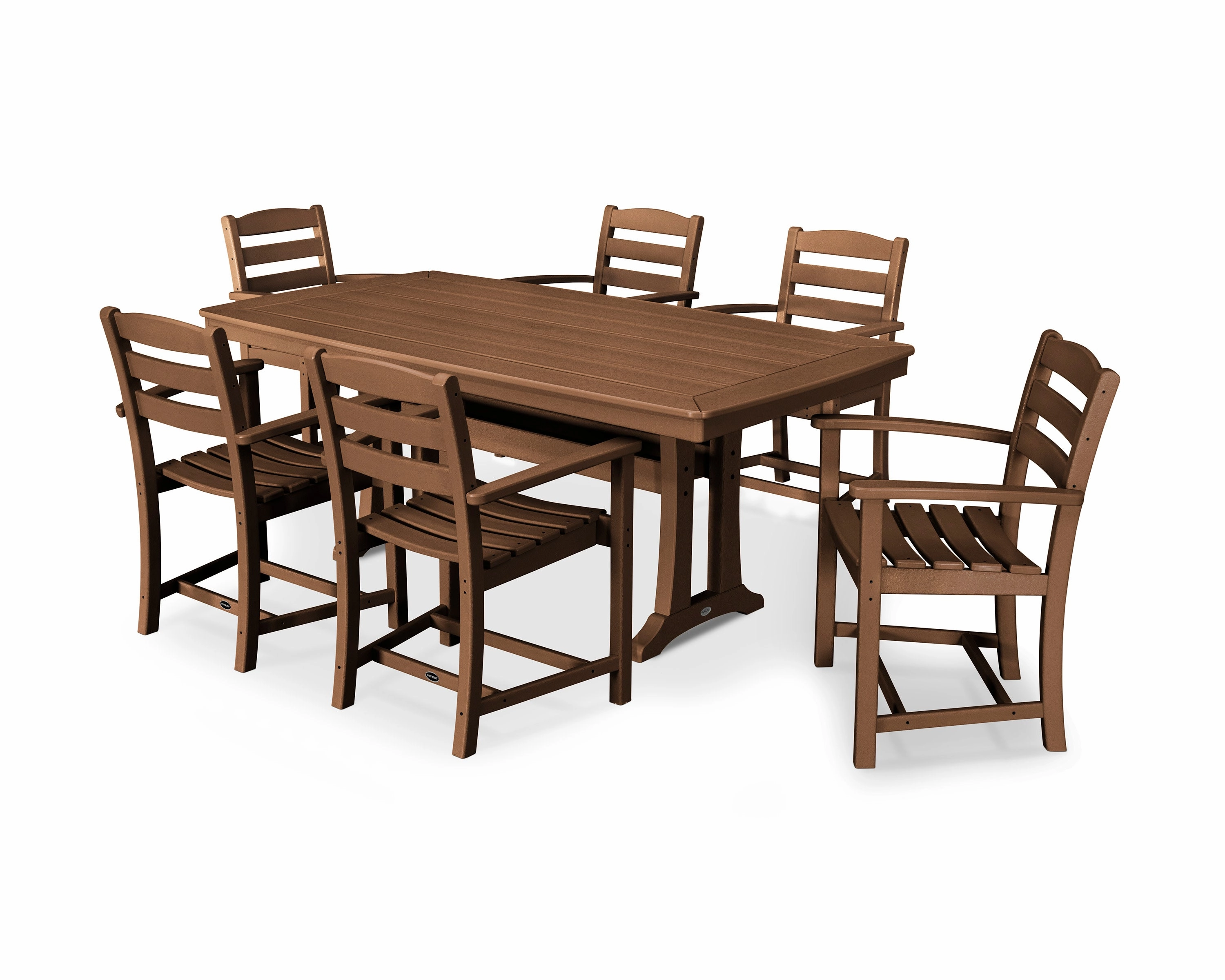 La Casa Caf 7-Piece Arm Chair Dining Set with Trestle Legs