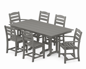 La Casa Caf 7-Piece Farmhouse Dining Setoutdoor patio furniture set