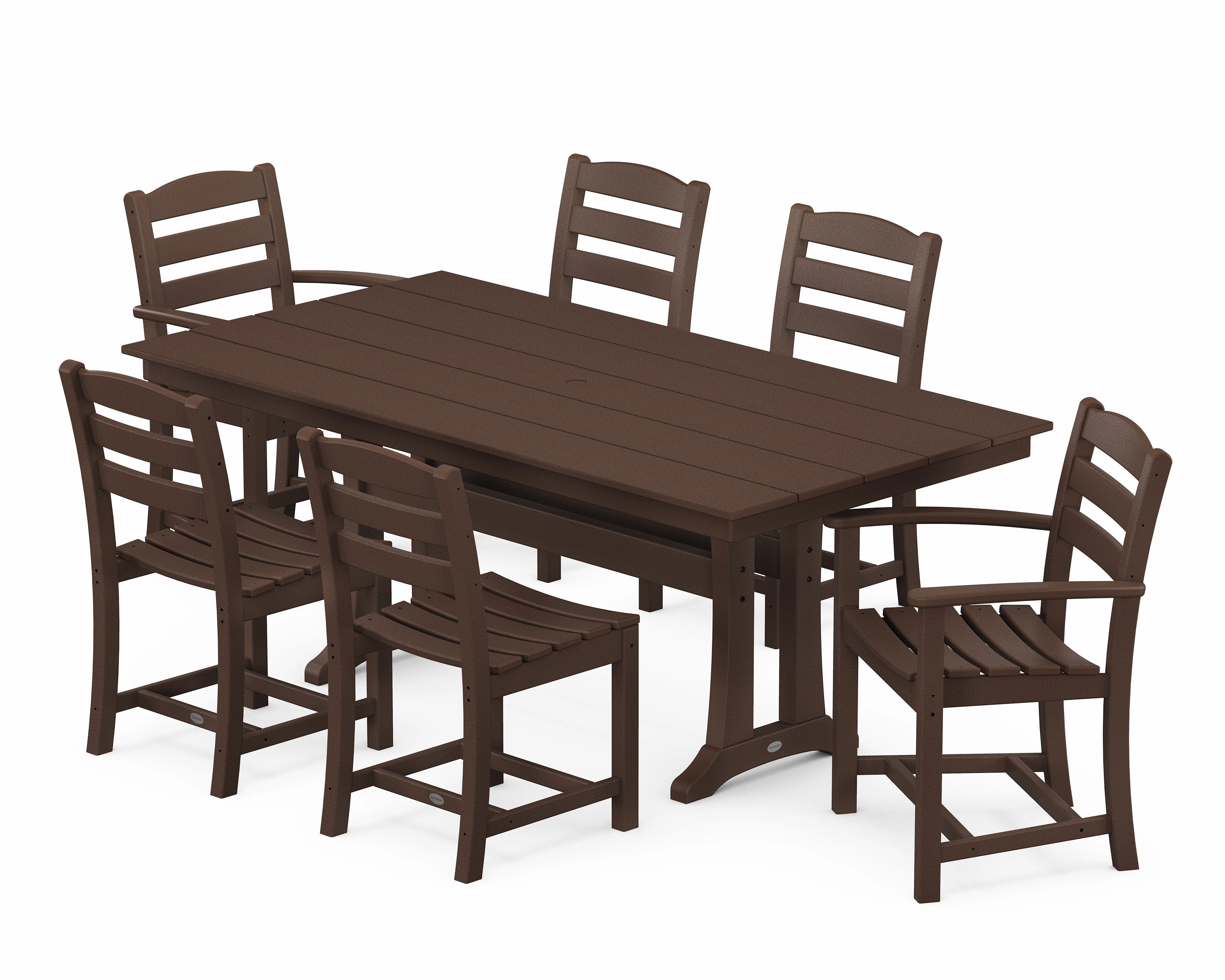 La Casa Caf 7-Piece Farmhouse Dining Set with Trestle Legs