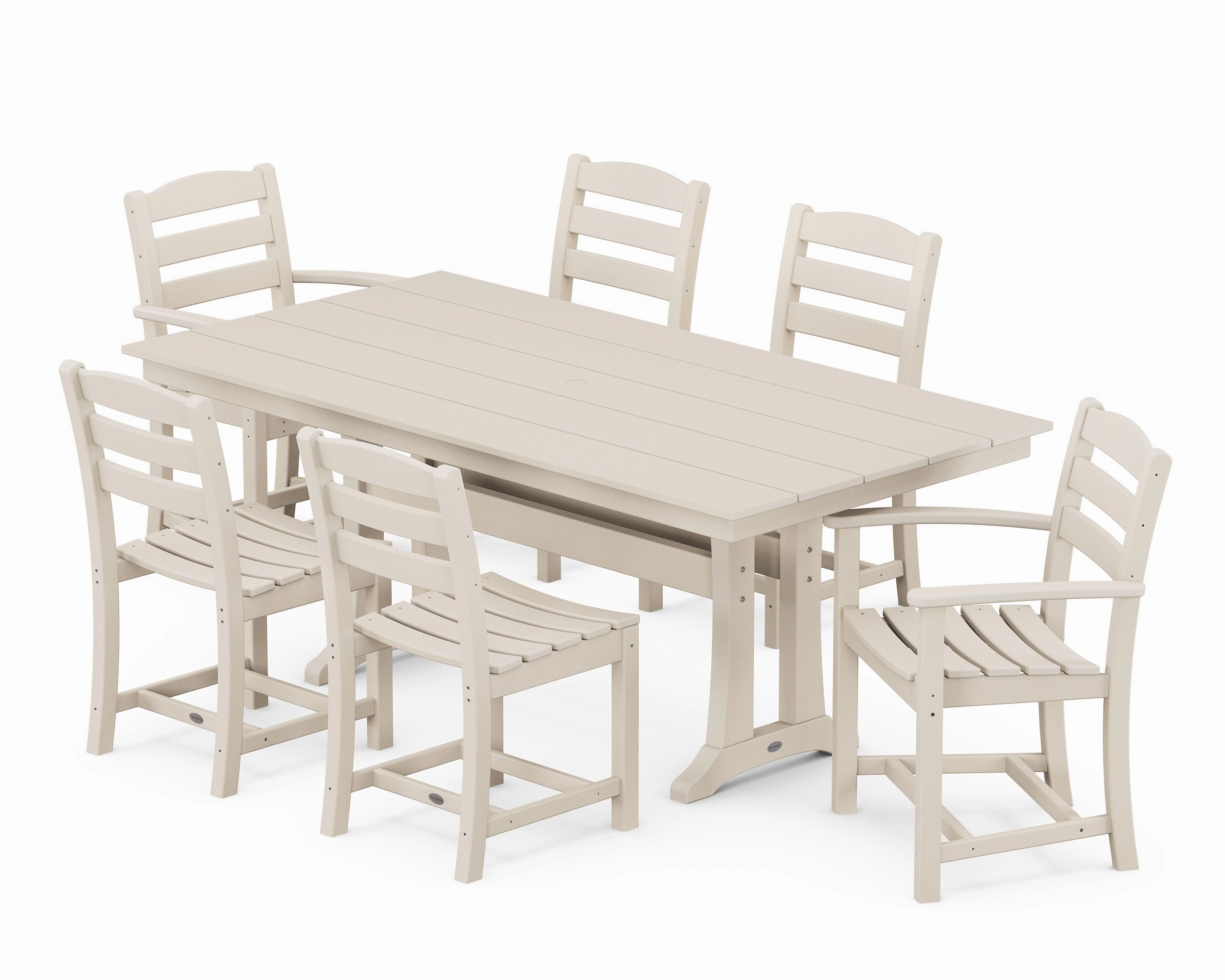 La Casa Caf 7-Piece Farmhouse Dining Set with Trestle Legs