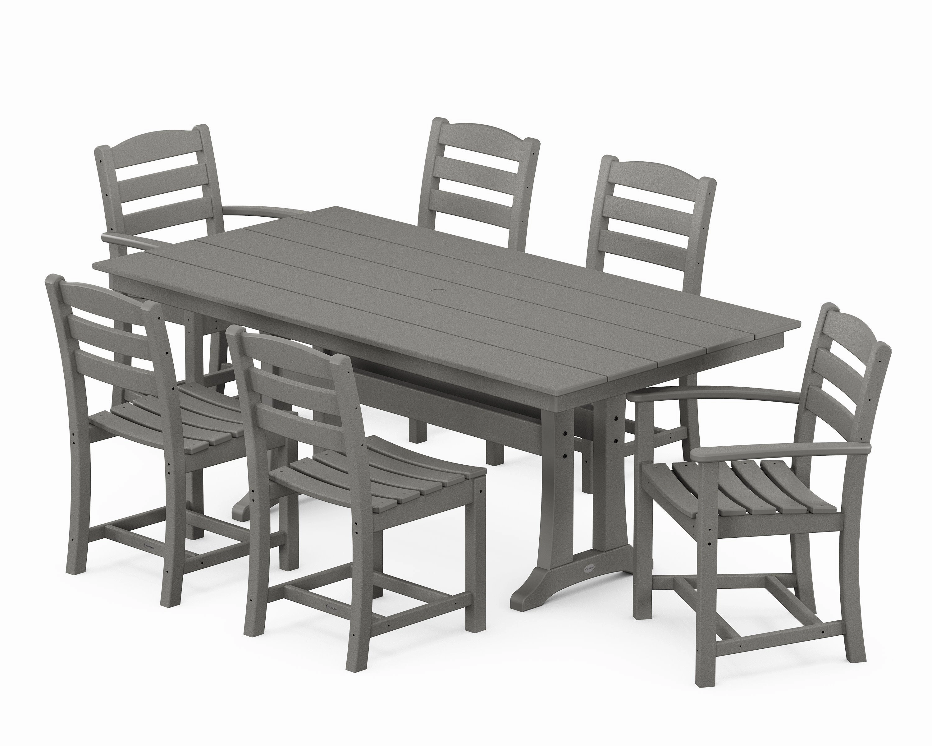 La Casa Caf 7-Piece Farmhouse Dining Set with Trestle Legsoutdoor patio furniture set