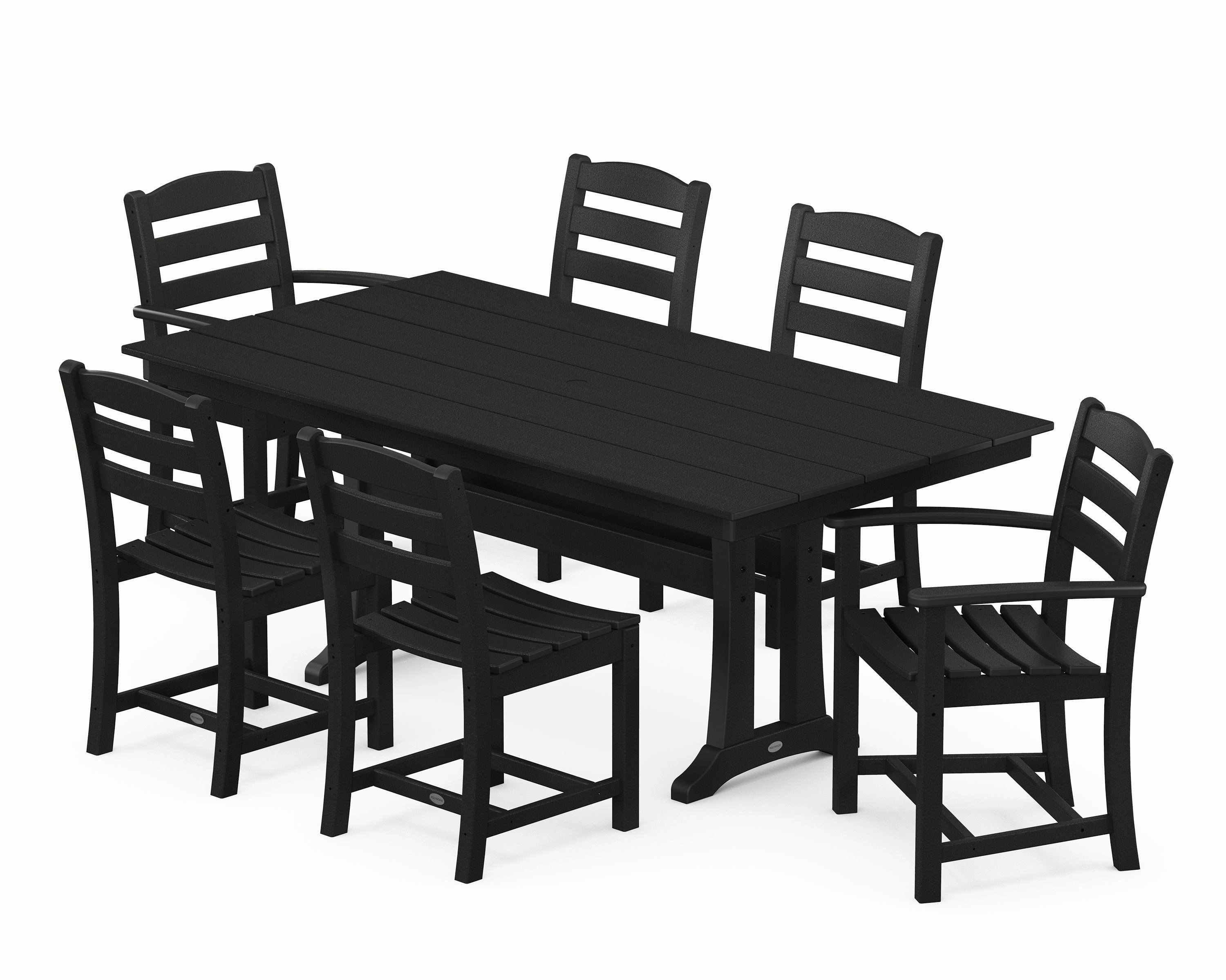 La Casa Caf 7-Piece Farmhouse Dining Set with Trestle Legs