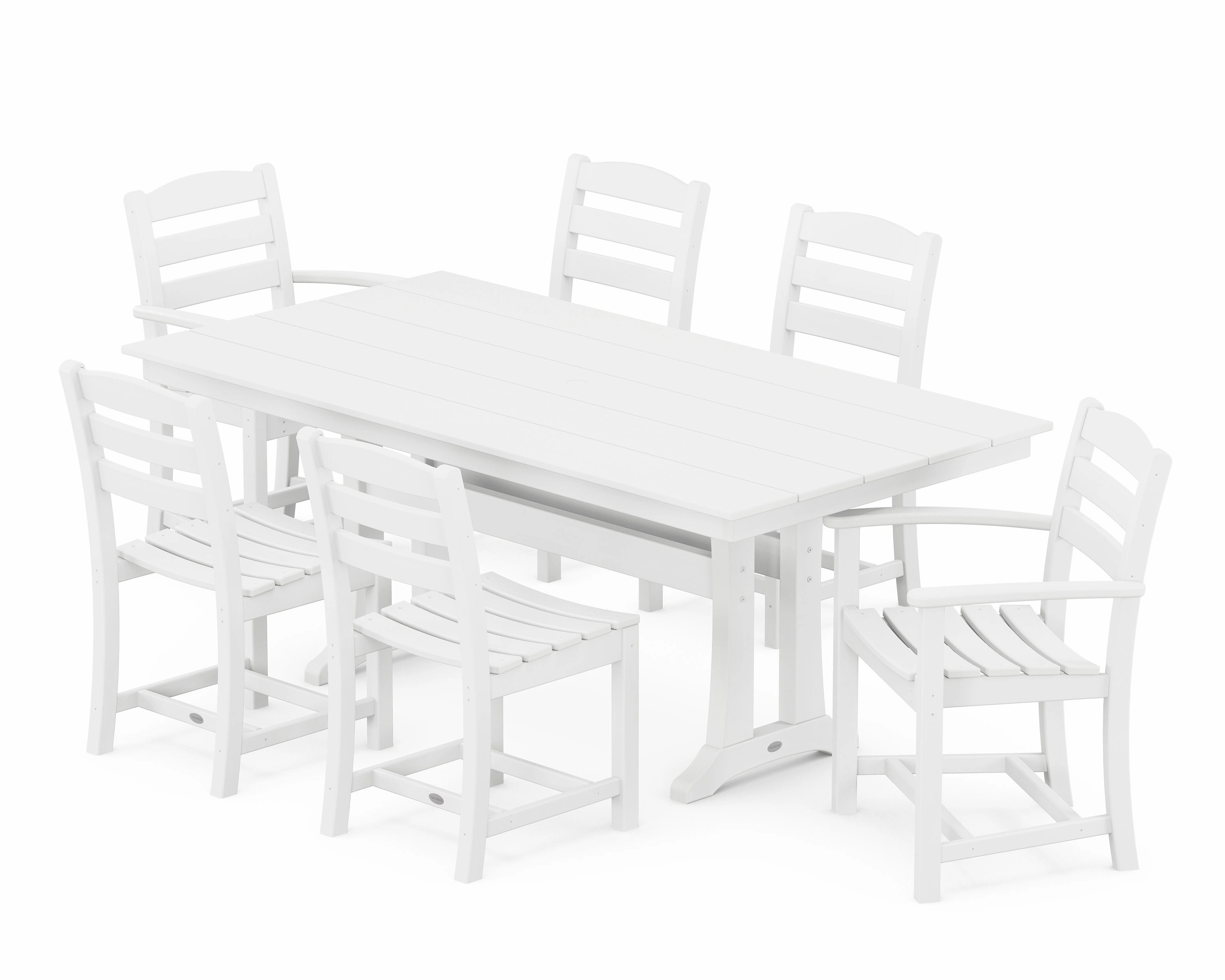La Casa Caf 7-Piece Farmhouse Dining Set with Trestle Legs