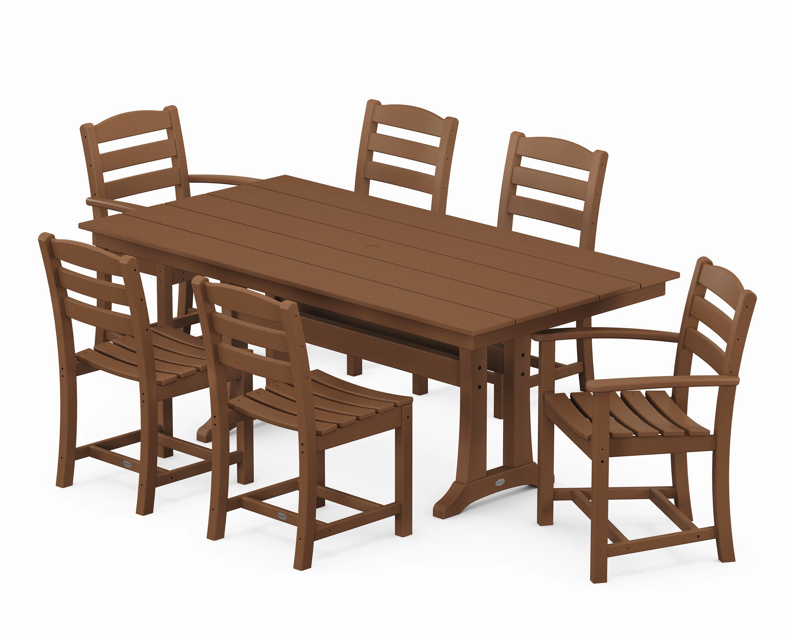 La Casa Caf 7-Piece Farmhouse Dining Set with Trestle Legs
