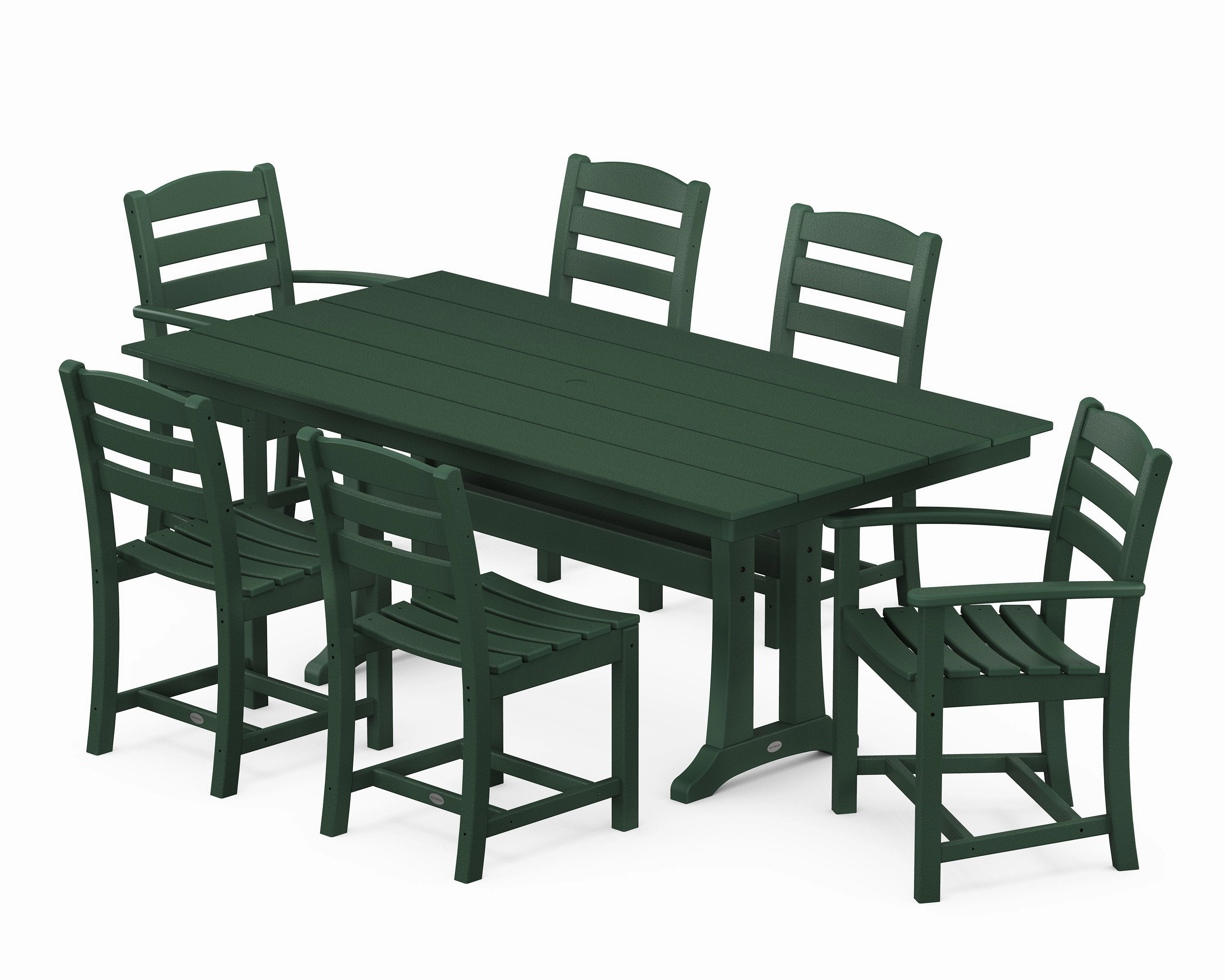 La Casa Caf 7-Piece Farmhouse Dining Set with Trestle Legs