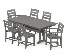 La Casa Caf 7-Piece Farmhouse Dining Set with Trestle Legsoutdoor patio furniture set