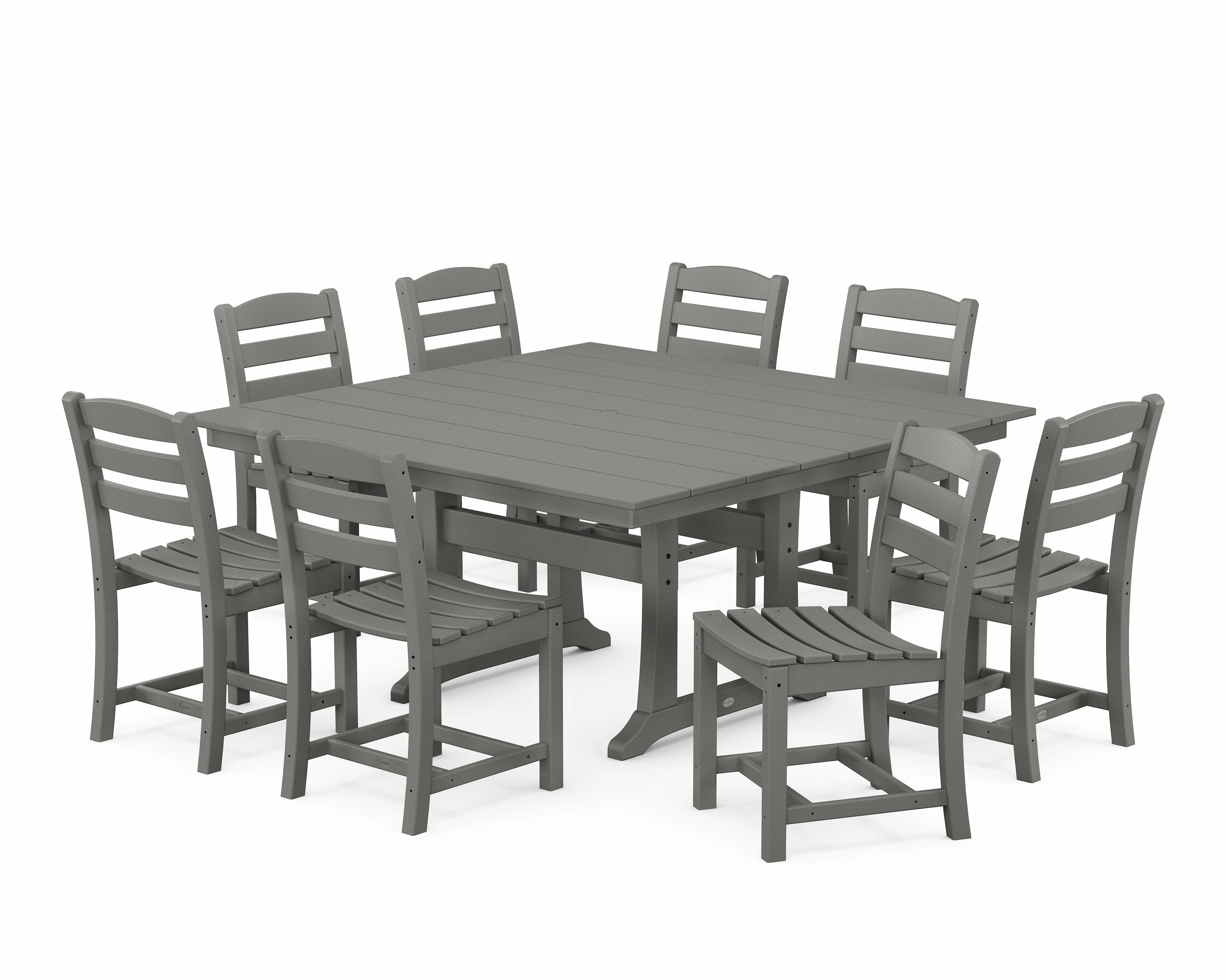 La Casa Caf 9-Piece Farmhouse Trestle Dining Setoutdoor patio furniture set