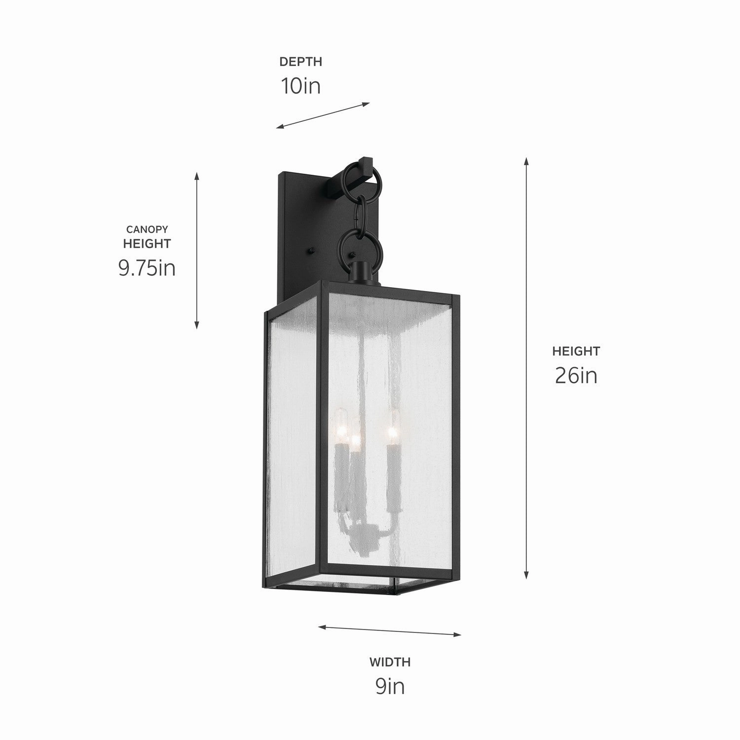 Lahden Three Light Outdoor Wall Mount Black
