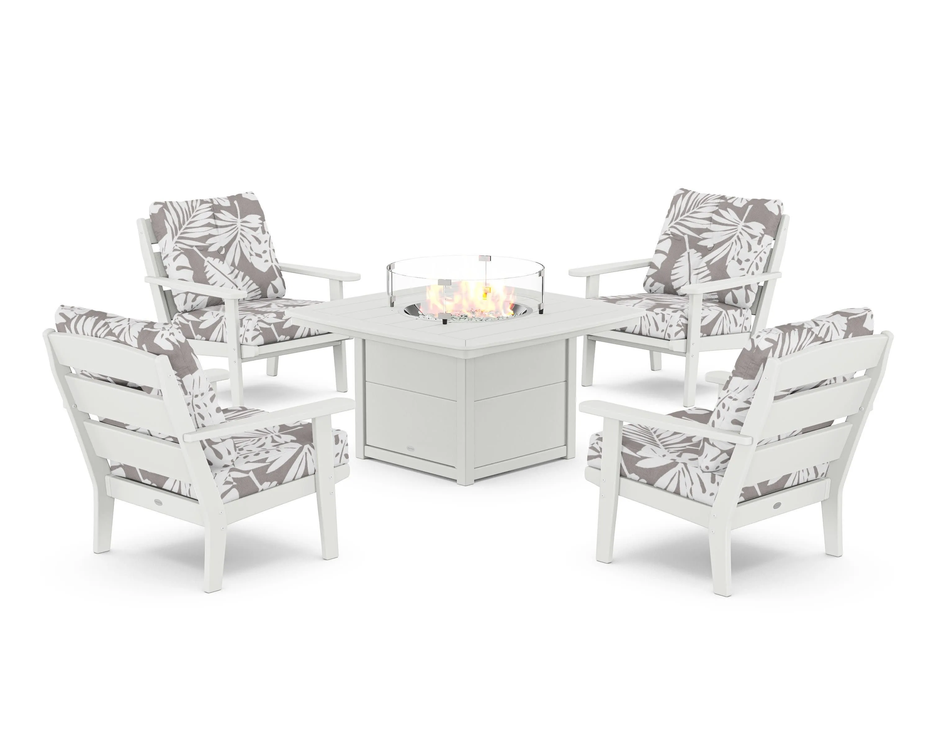 Lakeside 5-Piece Deep Seating Set with Nautical Fire Pit Table