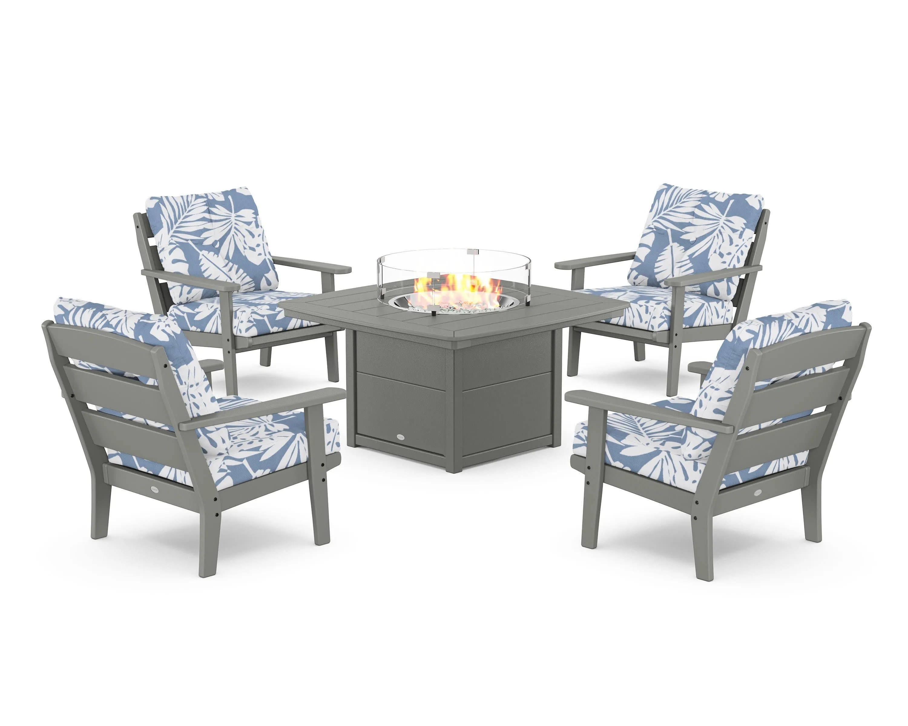 Lakeside 5-Piece Deep Seating Set with Nautical Fire Pit Table