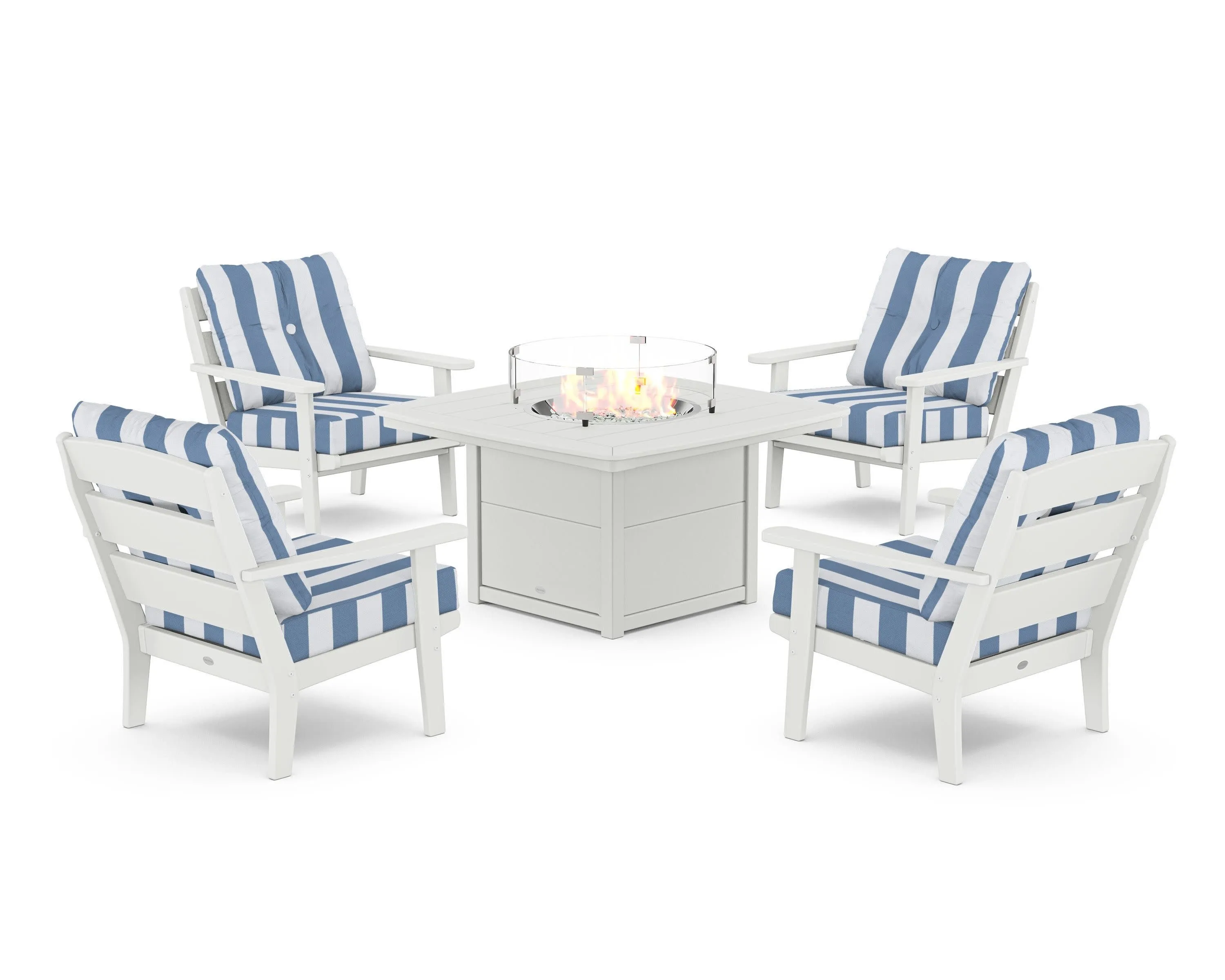 Lakeside 5-Piece Deep Seating Set with Nautical Fire Pit Table