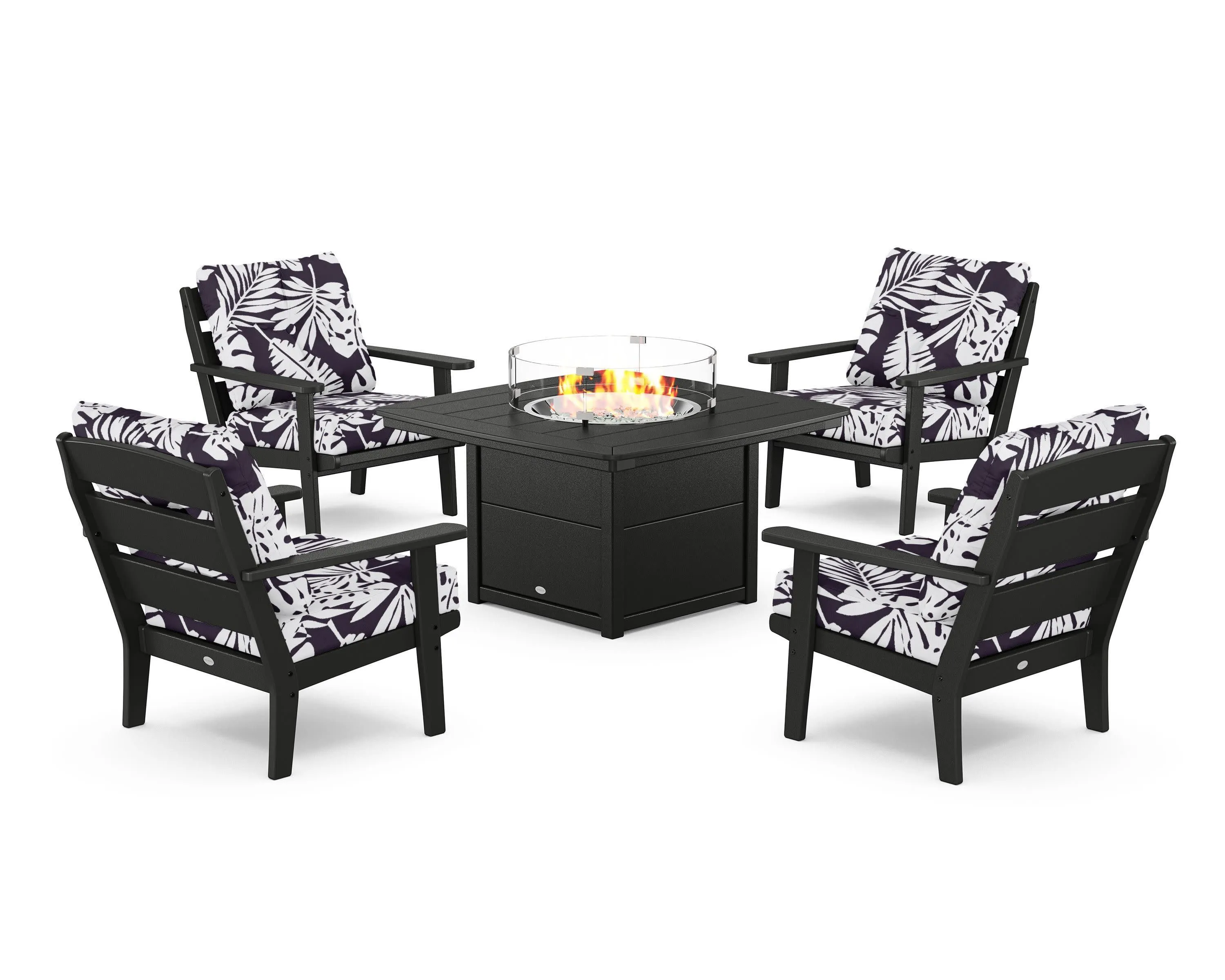 Lakeside 5-Piece Deep Seating Set with Nautical Fire Pit Table