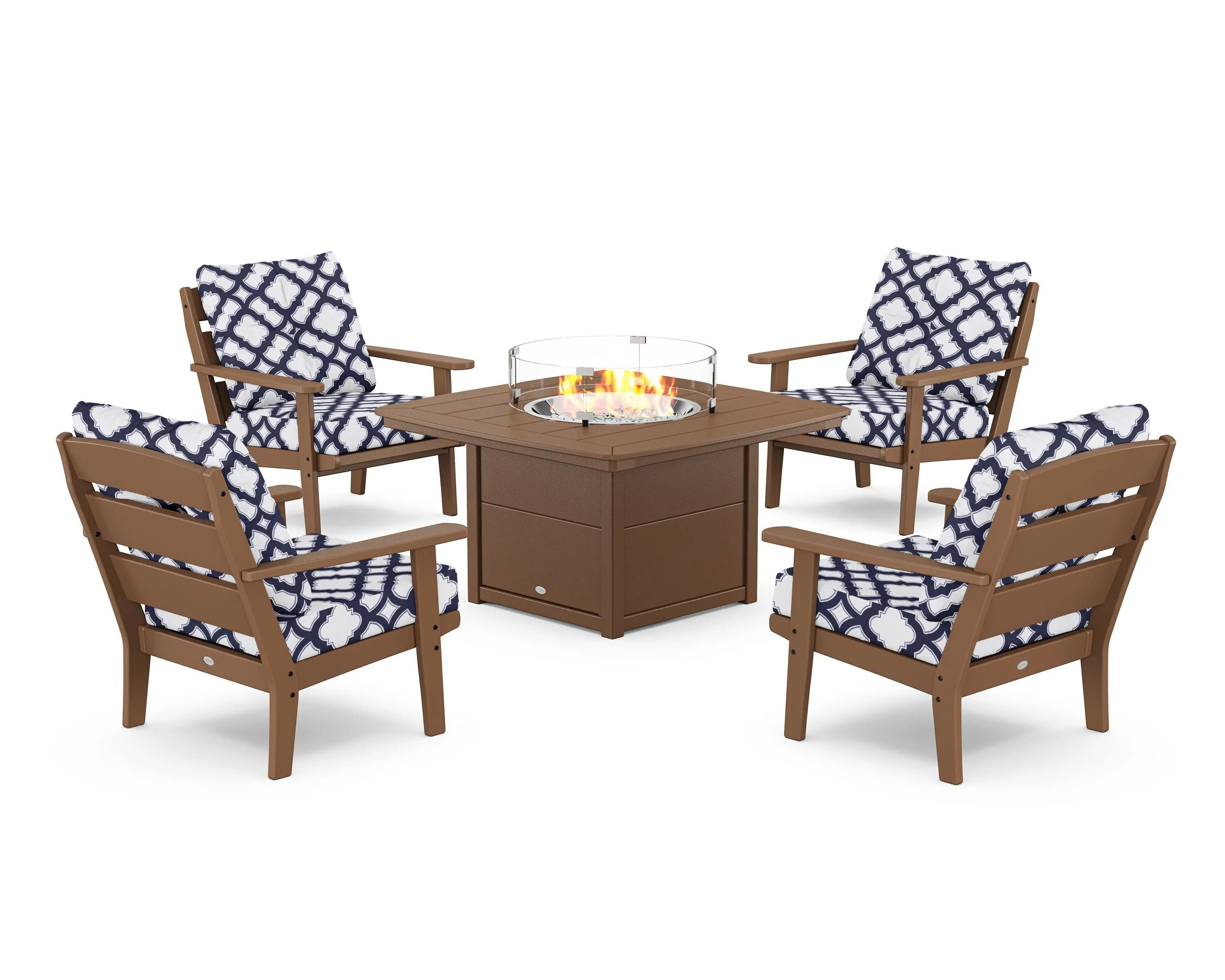 Lakeside 5-Piece Deep Seating Set with Nautical Fire Pit Table