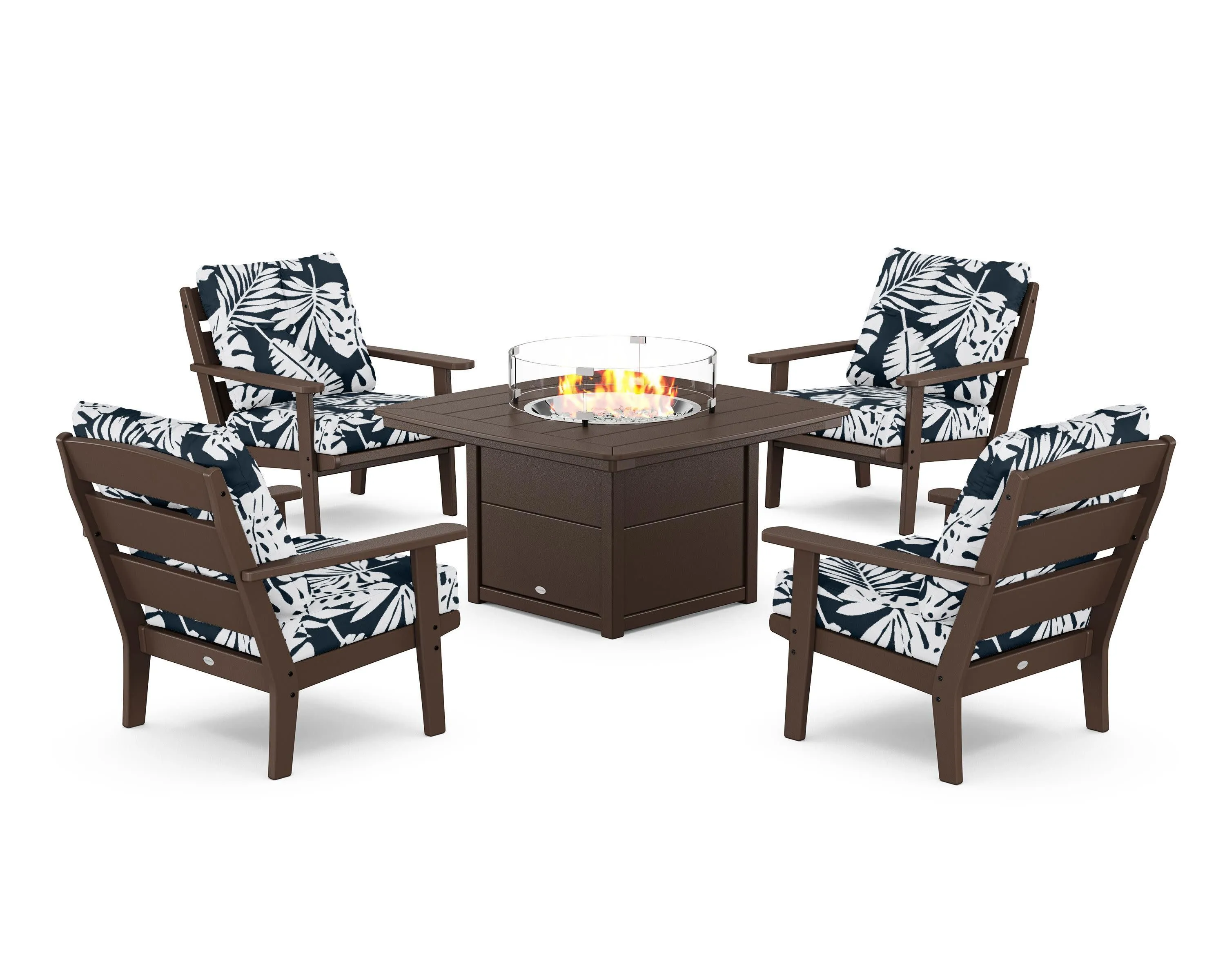 Lakeside 5-Piece Deep Seating Set with Nautical Fire Pit Table