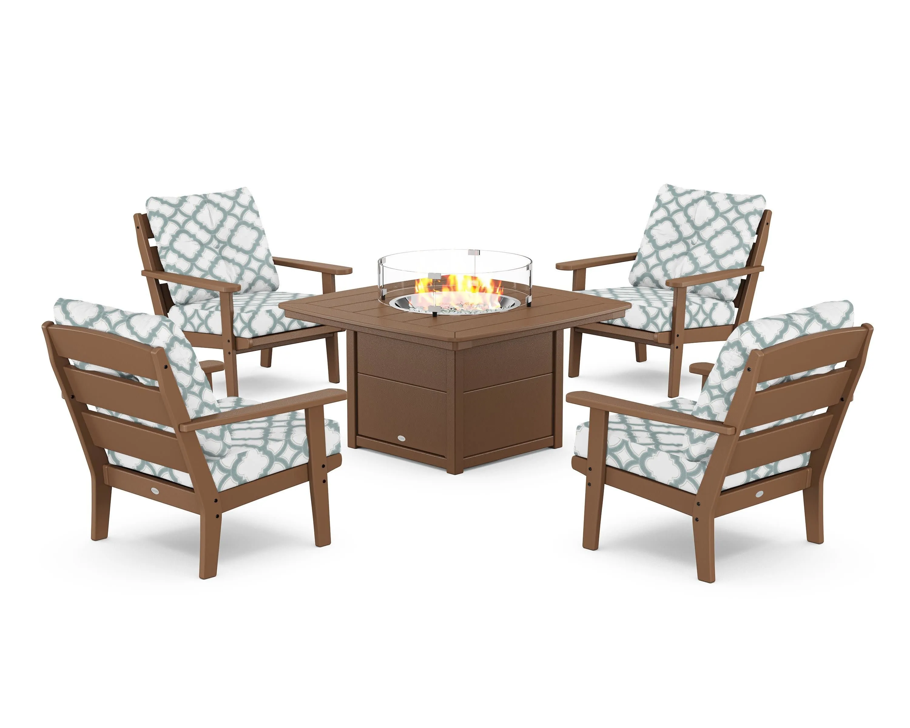 Lakeside 5-Piece Deep Seating Set with Nautical Fire Pit Table