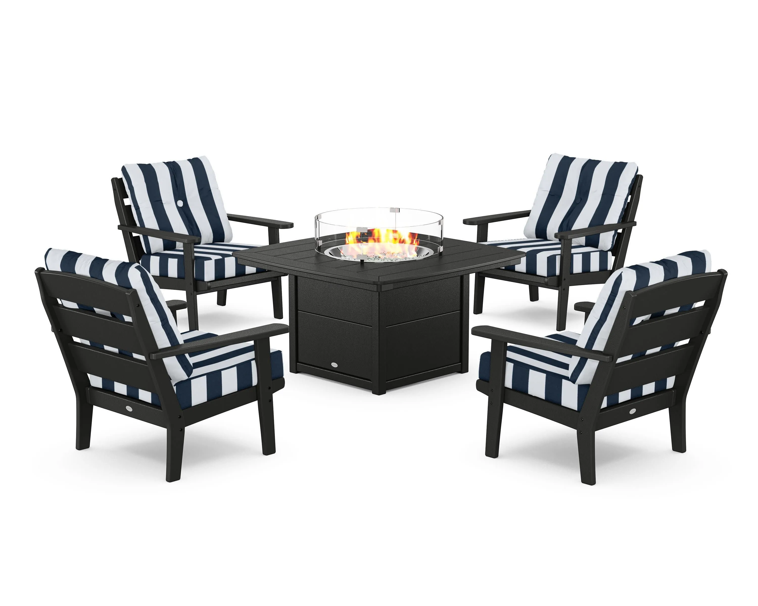 Lakeside 5-Piece Deep Seating Set with Nautical Fire Pit Table