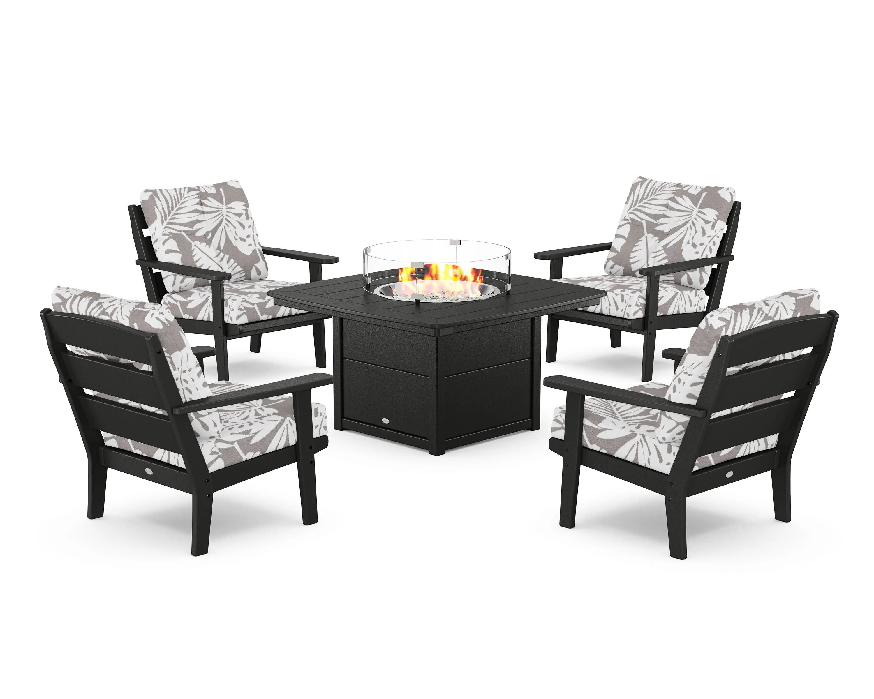 Lakeside 5-Piece Deep Seating Set with Nautical Fire Pit Table