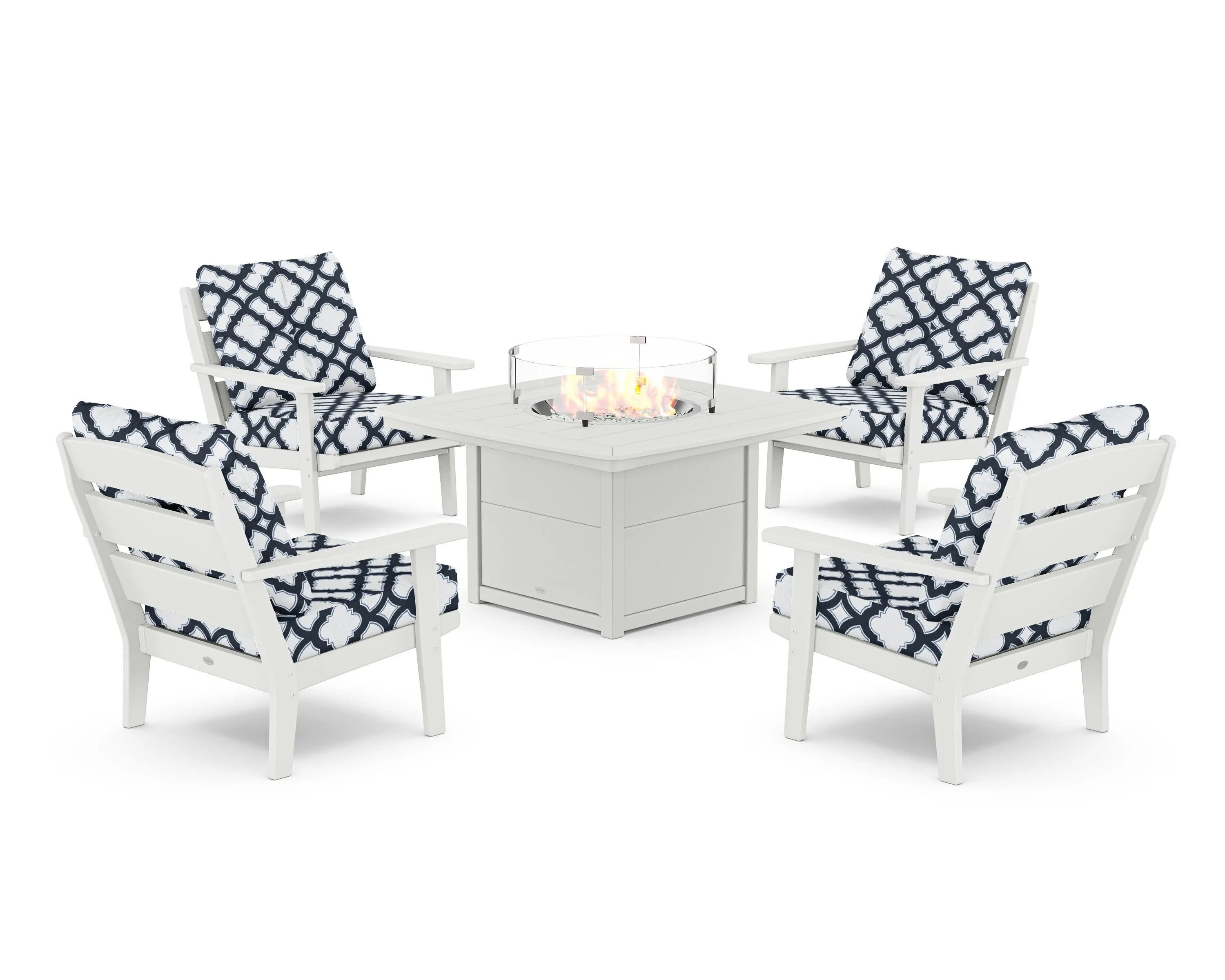 Lakeside 5-Piece Deep Seating Set with Nautical Fire Pit Table
