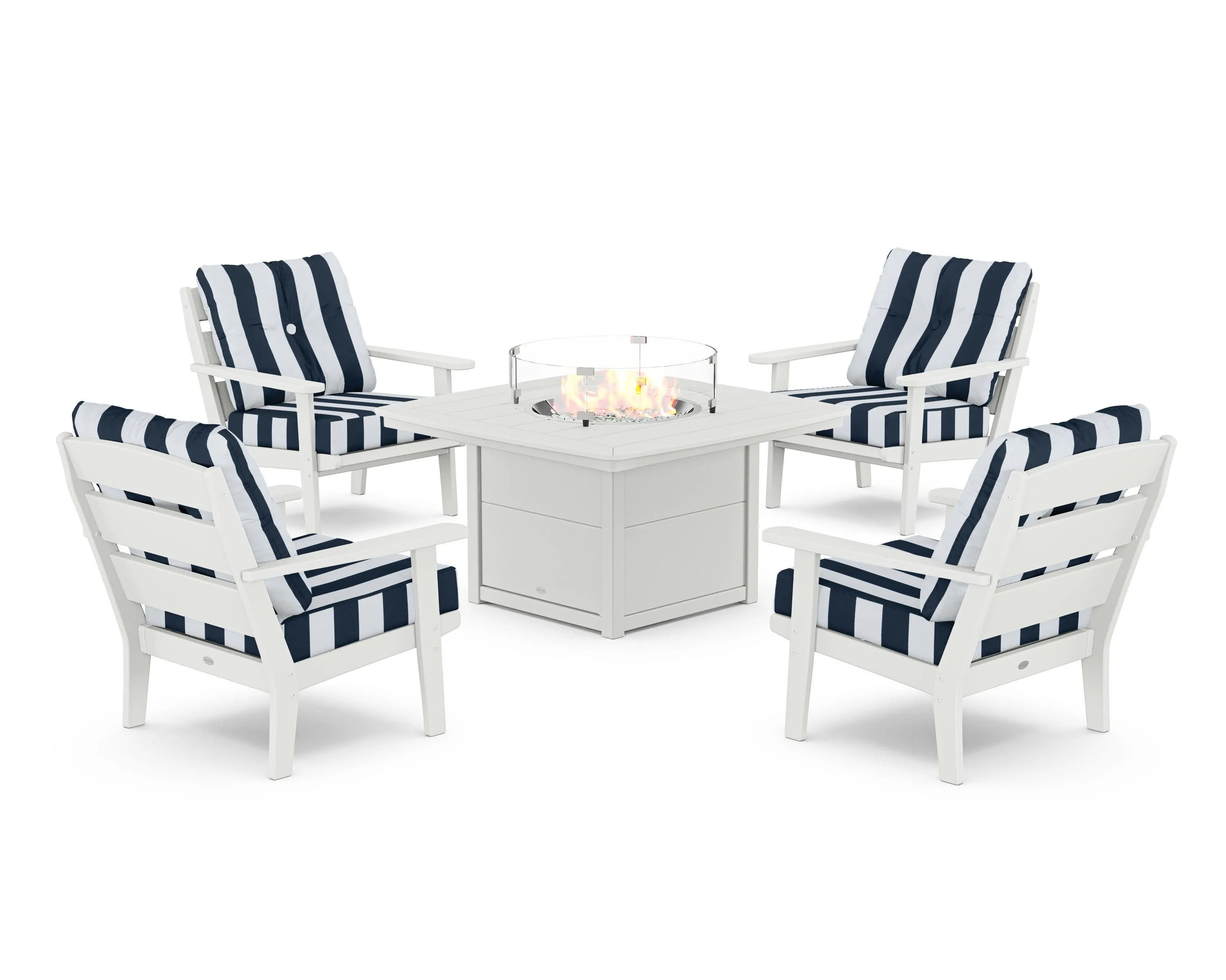 Lakeside 5-Piece Deep Seating Set with Nautical Fire Pit Table