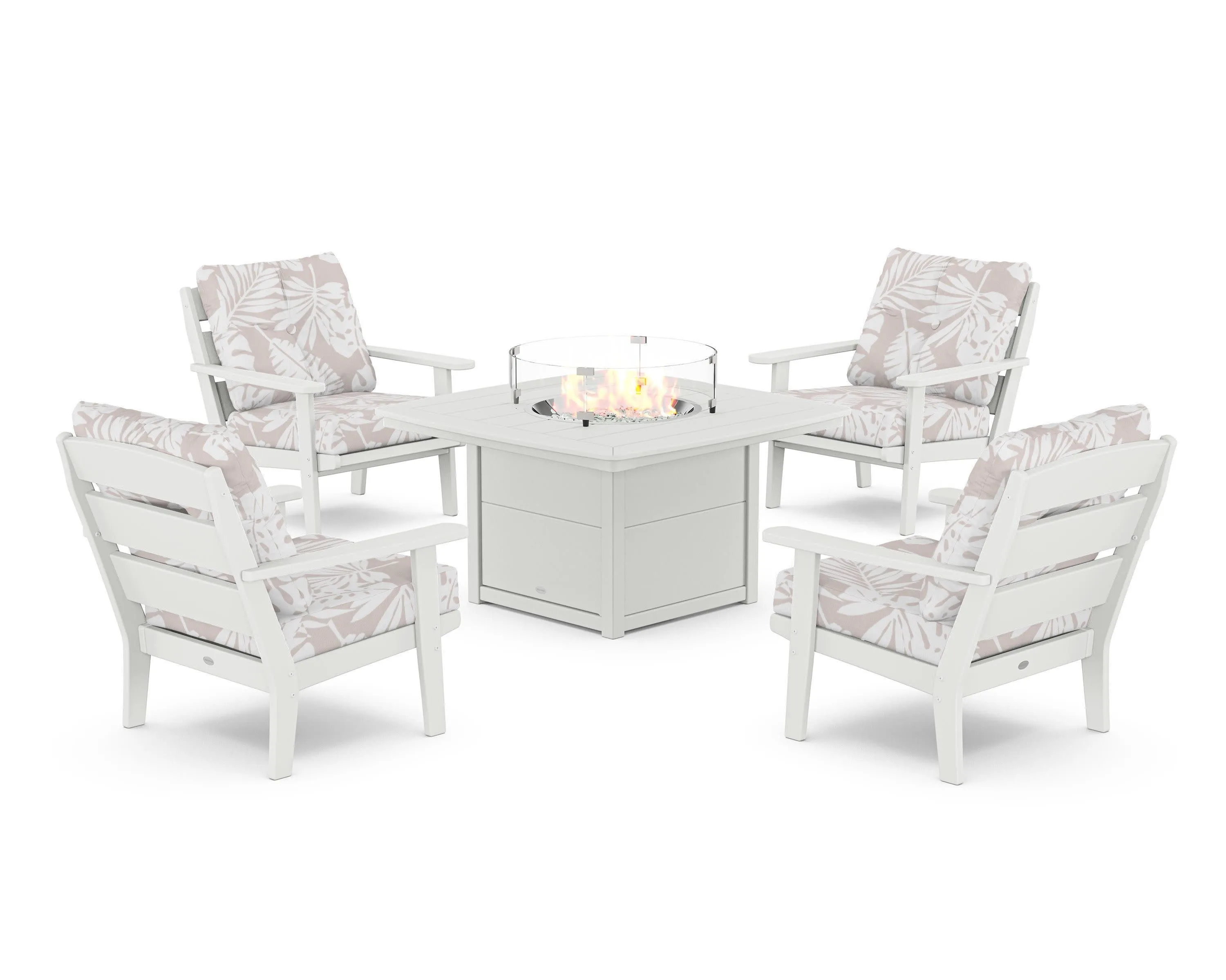 Lakeside 5-Piece Deep Seating Set with Nautical Fire Pit Table