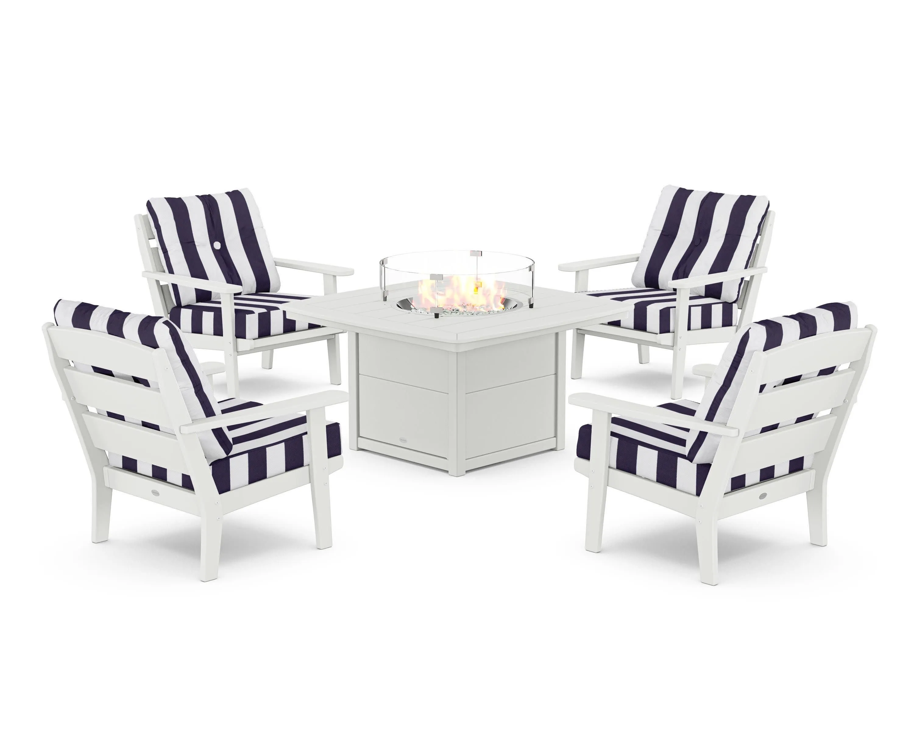Lakeside 5-Piece Deep Seating Set with Nautical Fire Pit Table