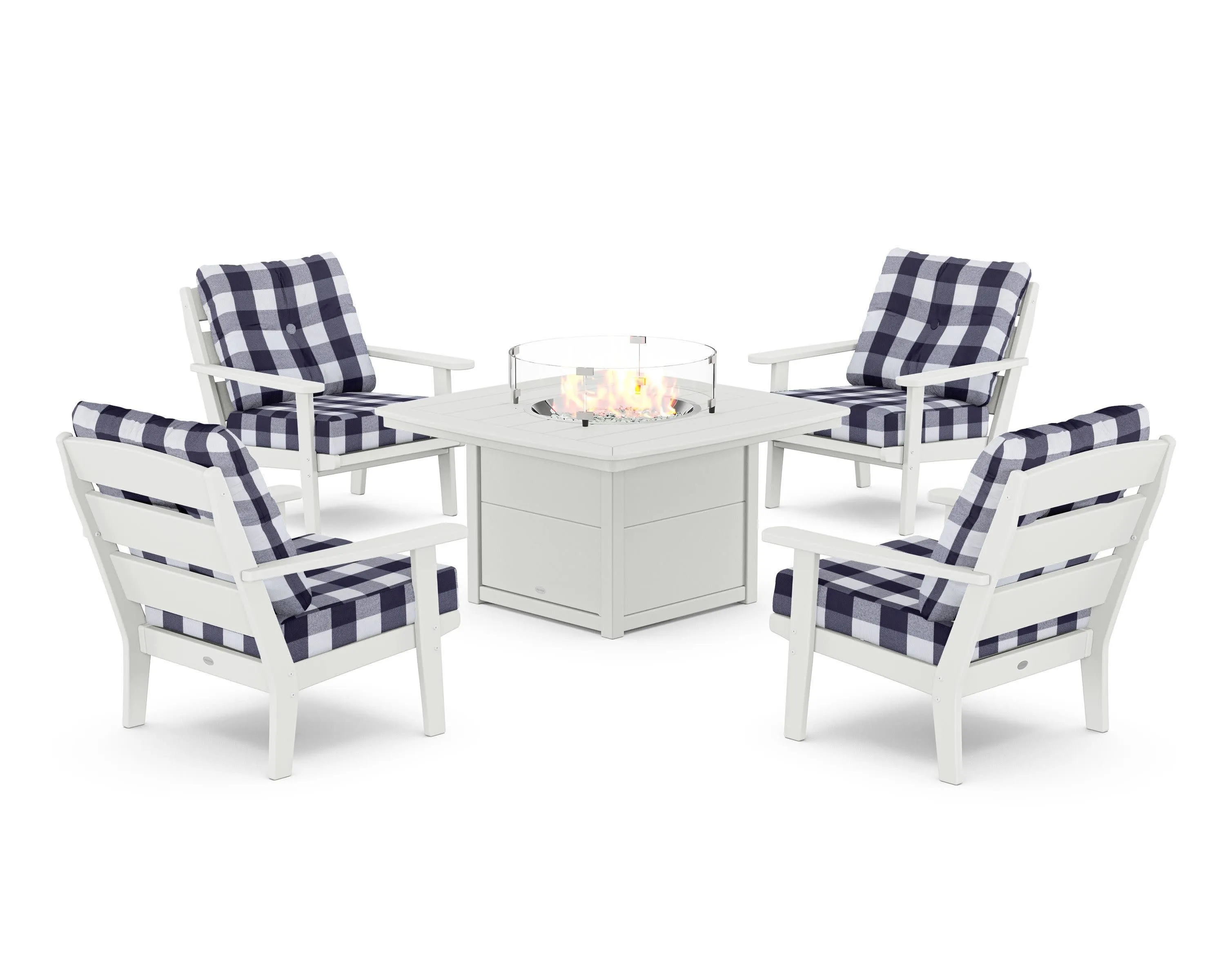 Lakeside 5-Piece Deep Seating Set with Nautical Fire Pit Table