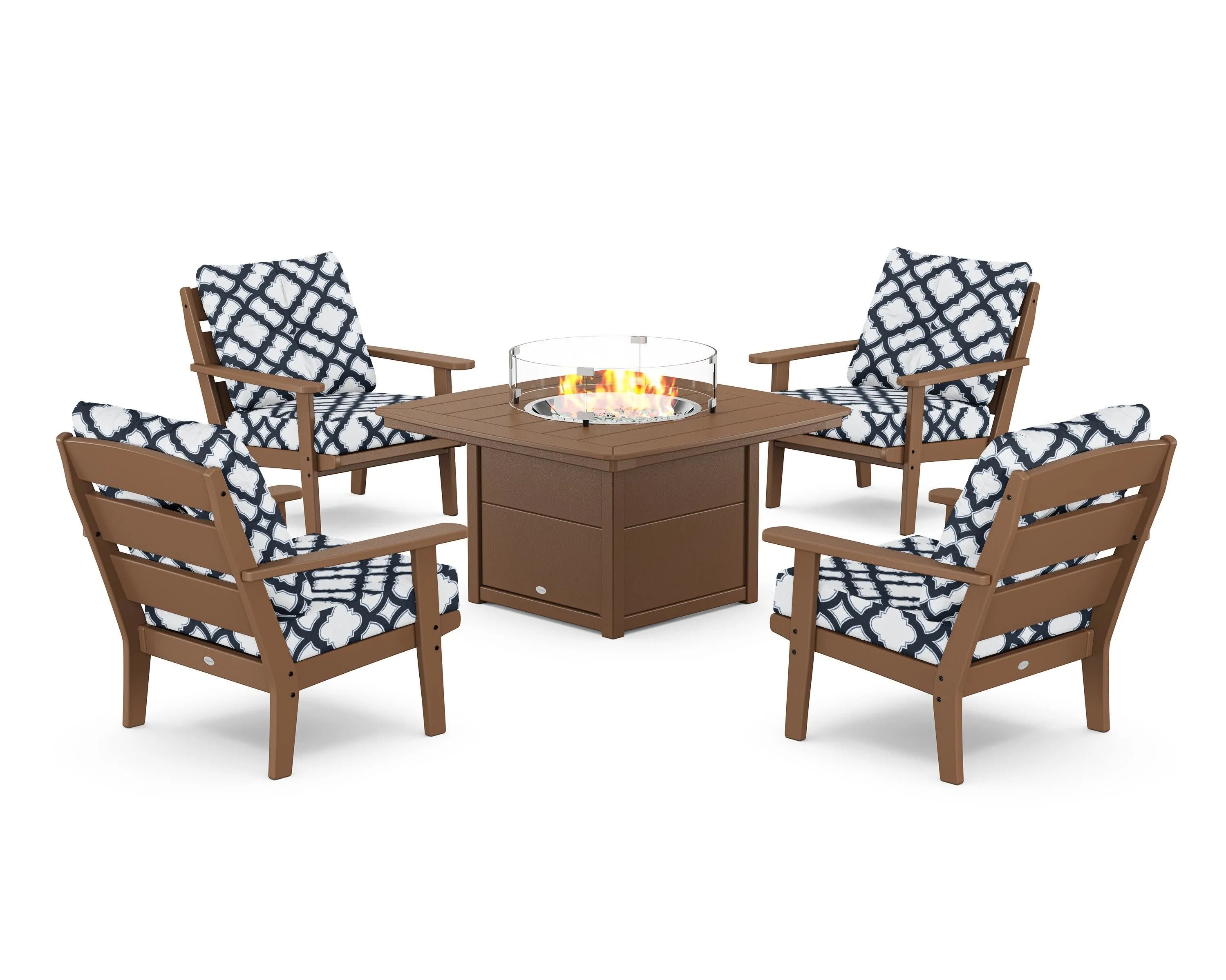 Lakeside 5-Piece Deep Seating Set with Nautical Fire Pit Table