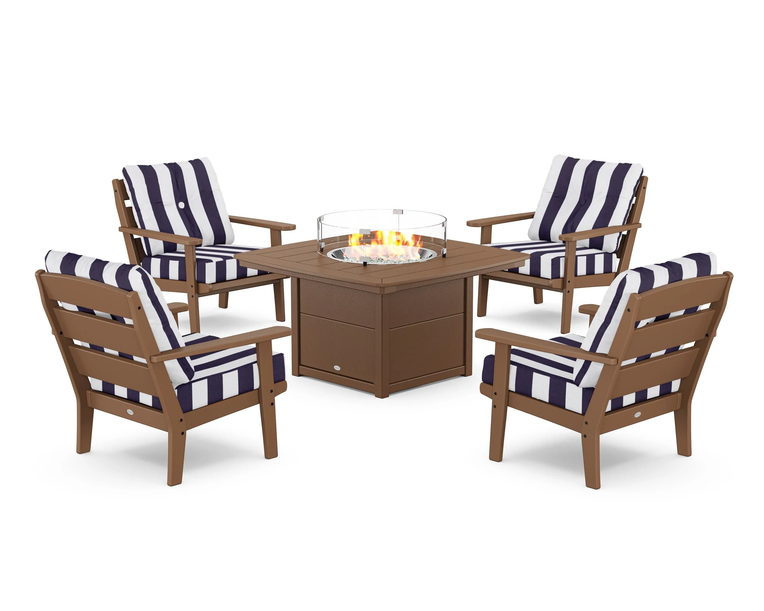 Lakeside 5-Piece Deep Seating Set with Nautical Fire Pit Table