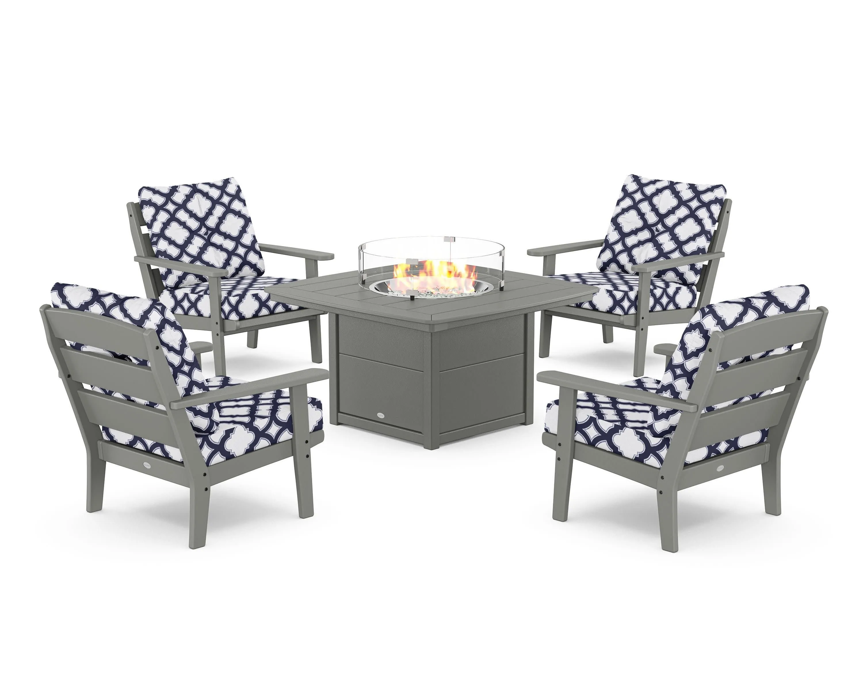 Lakeside 5-Piece Deep Seating Set with Nautical Fire Pit Table
