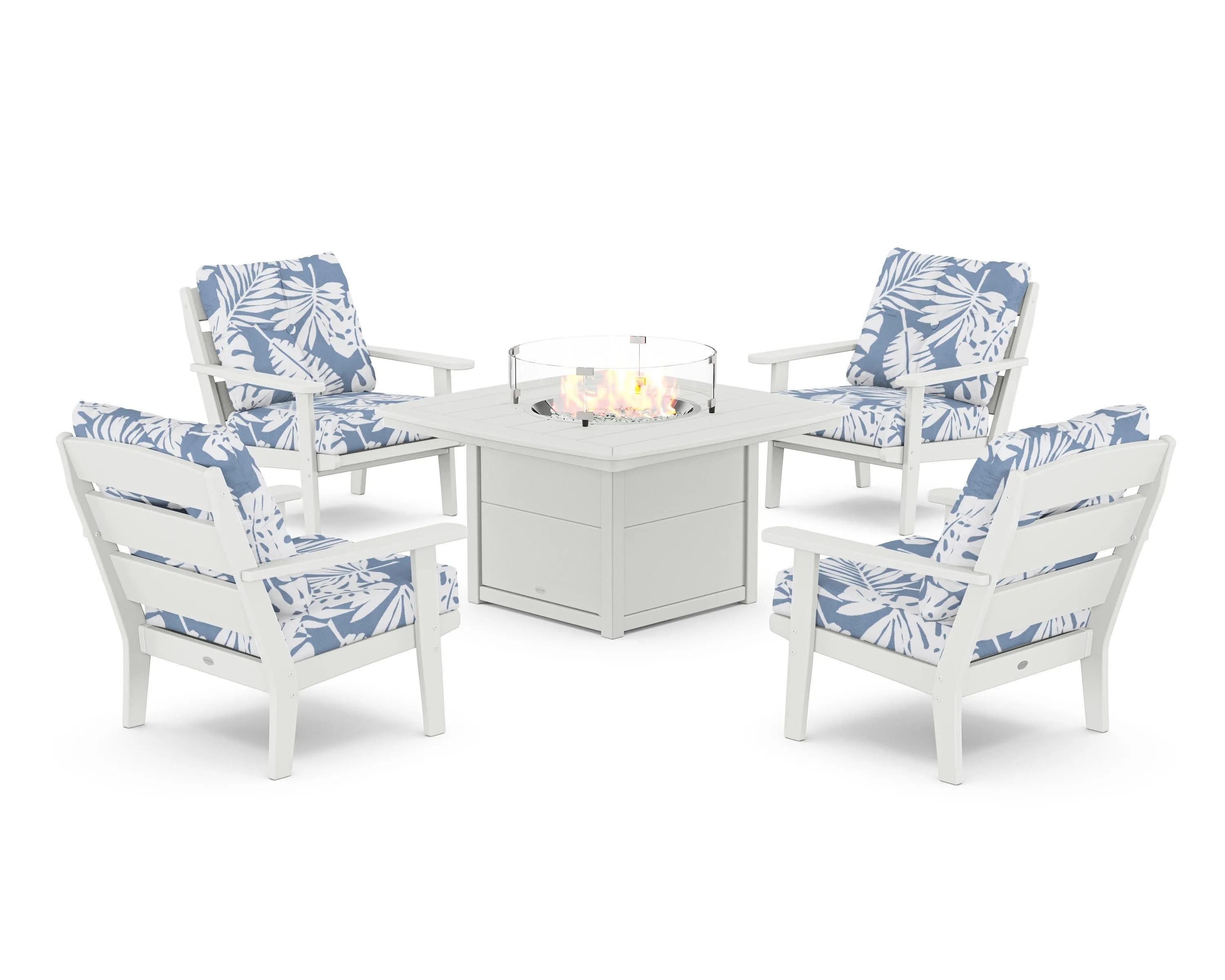 Lakeside 5-Piece Deep Seating Set with Nautical Fire Pit Table