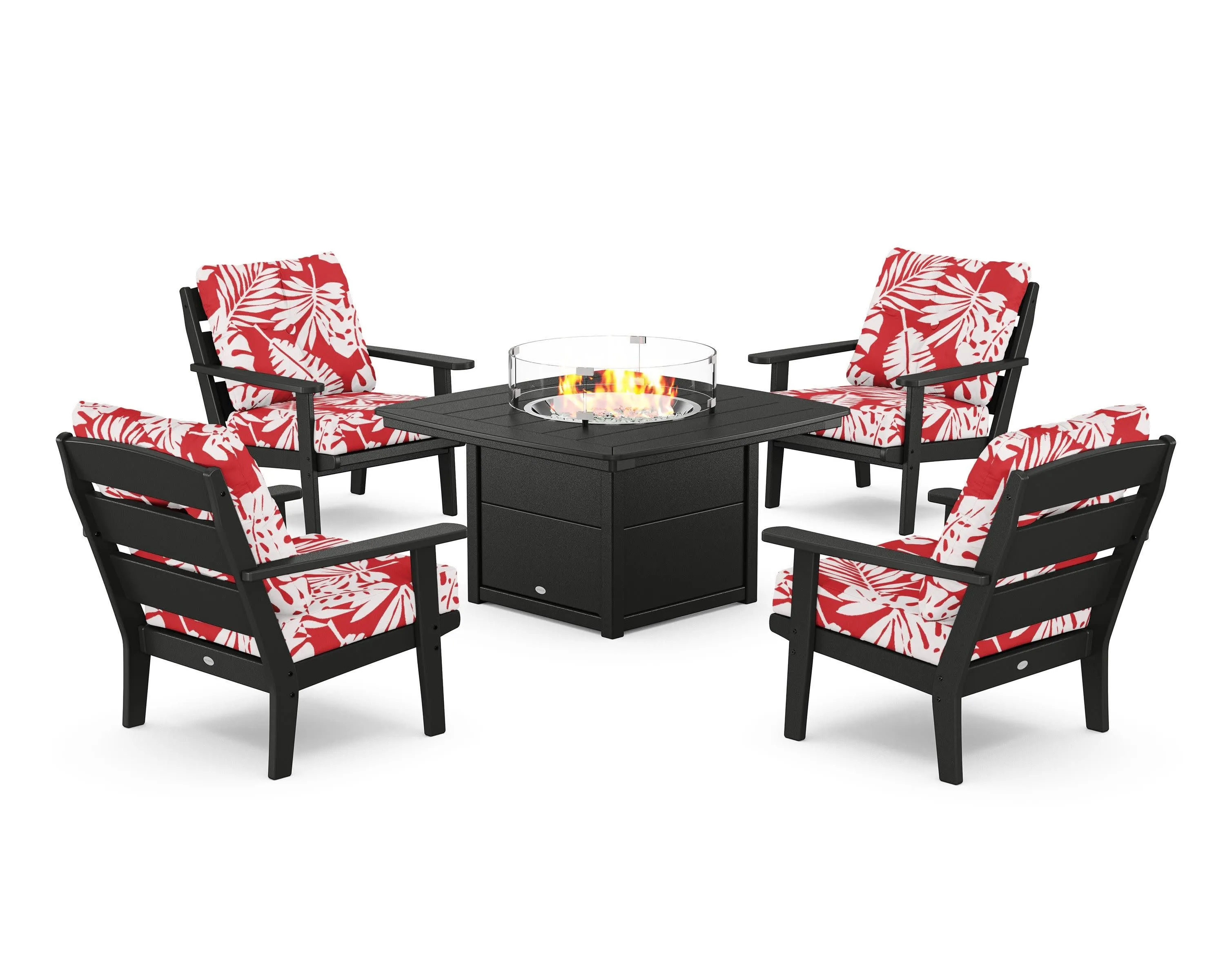 Lakeside 5-Piece Deep Seating Set with Nautical Fire Pit Table