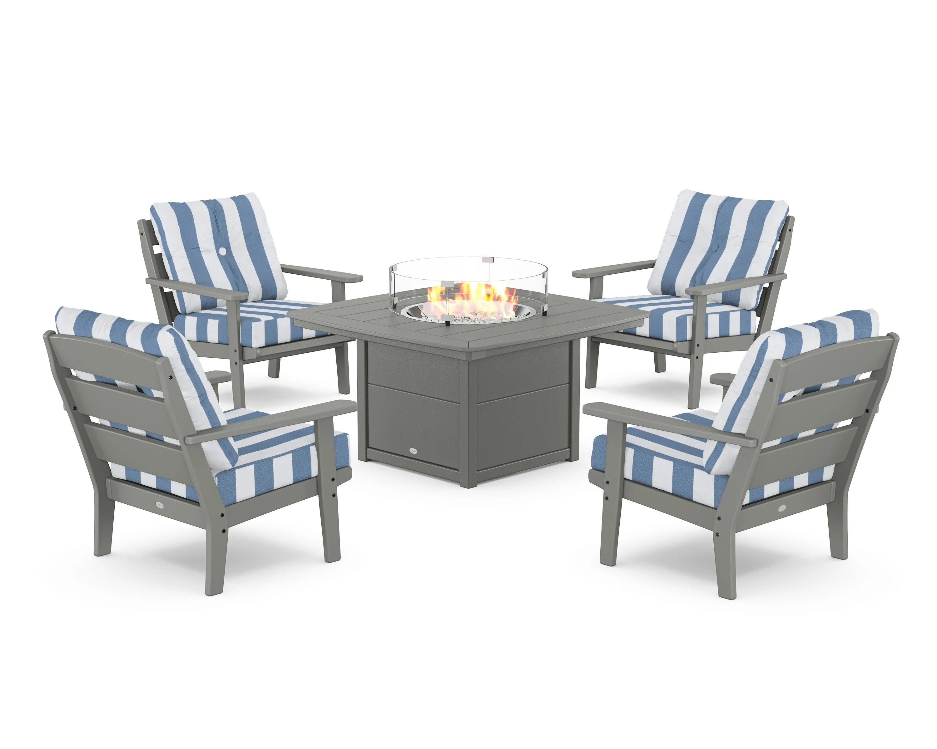 Lakeside 5-Piece Deep Seating Set with Nautical Fire Pit Table