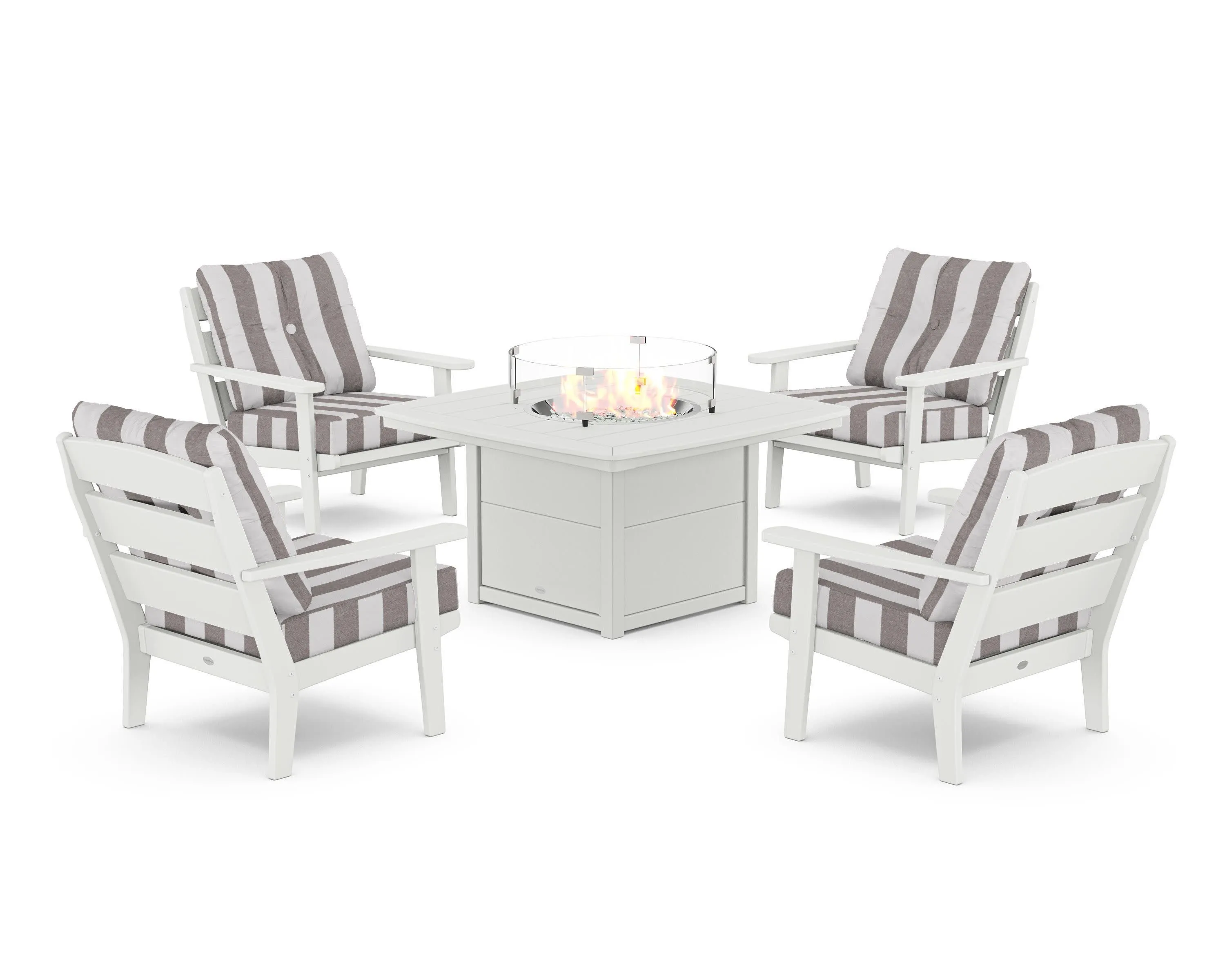 Lakeside 5-Piece Deep Seating Set with Nautical Fire Pit Table
