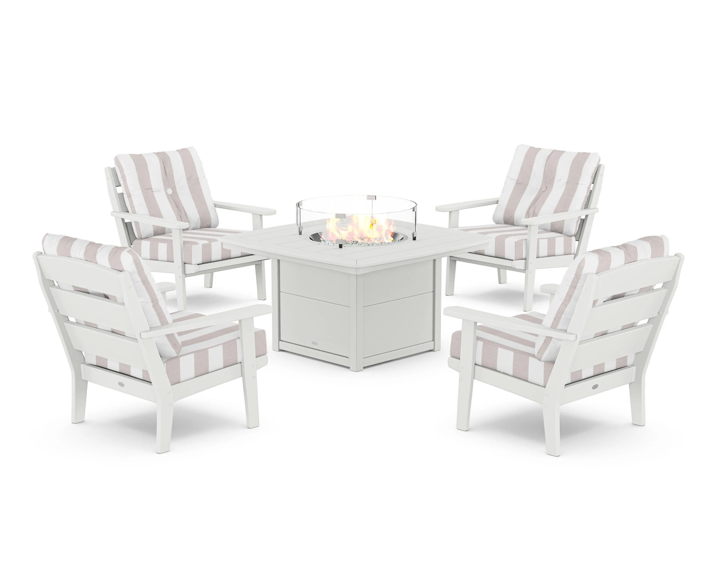 Lakeside 5-Piece Deep Seating Set with Nautical Fire Pit Table