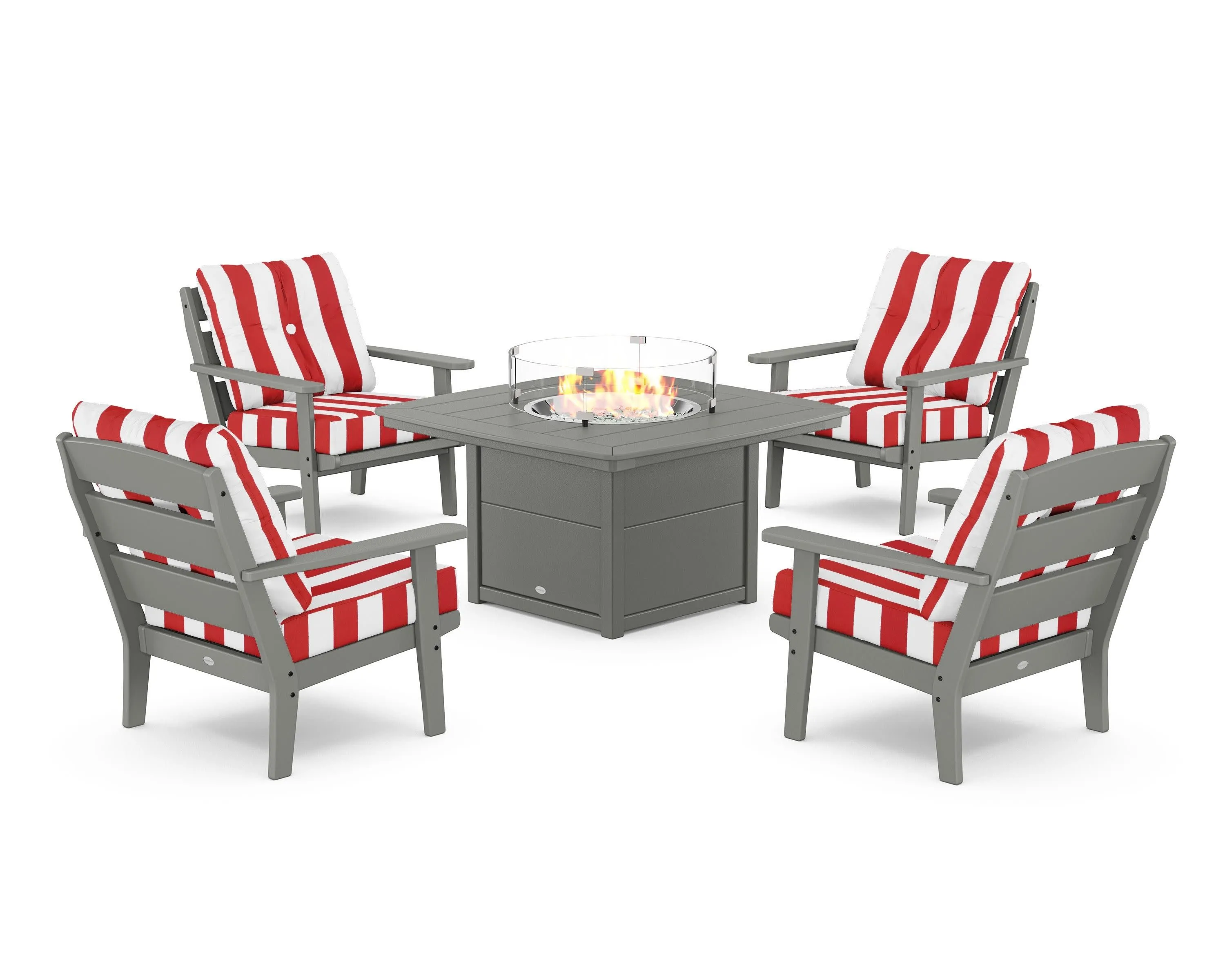 Lakeside 5-Piece Deep Seating Set with Nautical Fire Pit Table