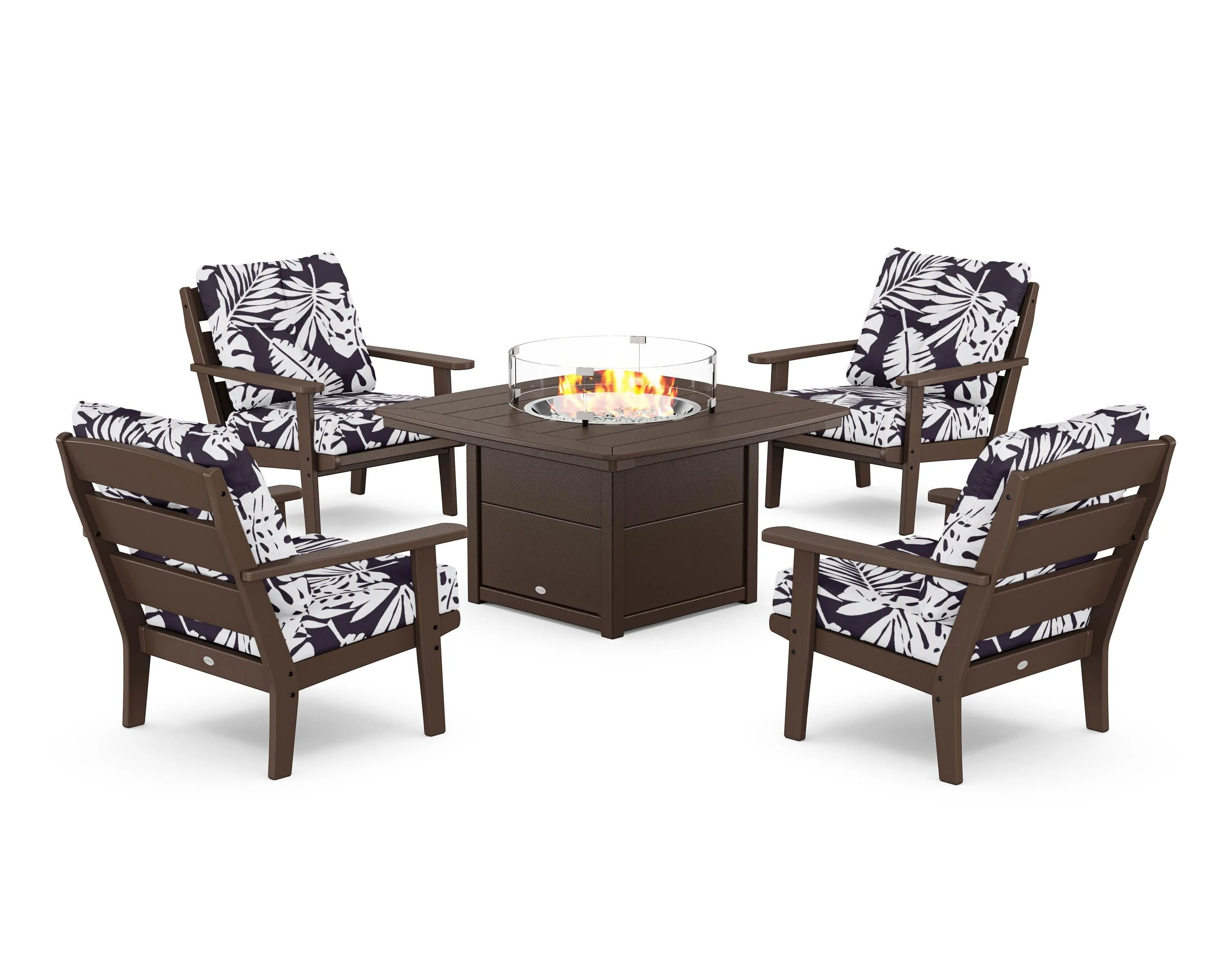 Lakeside 5-Piece Deep Seating Set with Nautical Fire Pit Table
