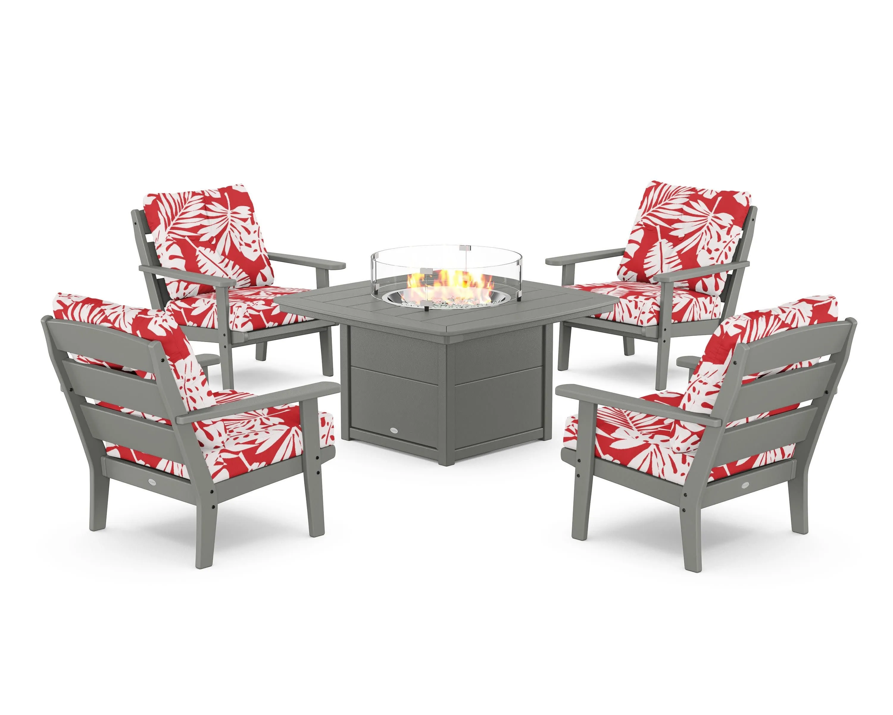 Lakeside 5-Piece Deep Seating Set with Nautical Fire Pit Table