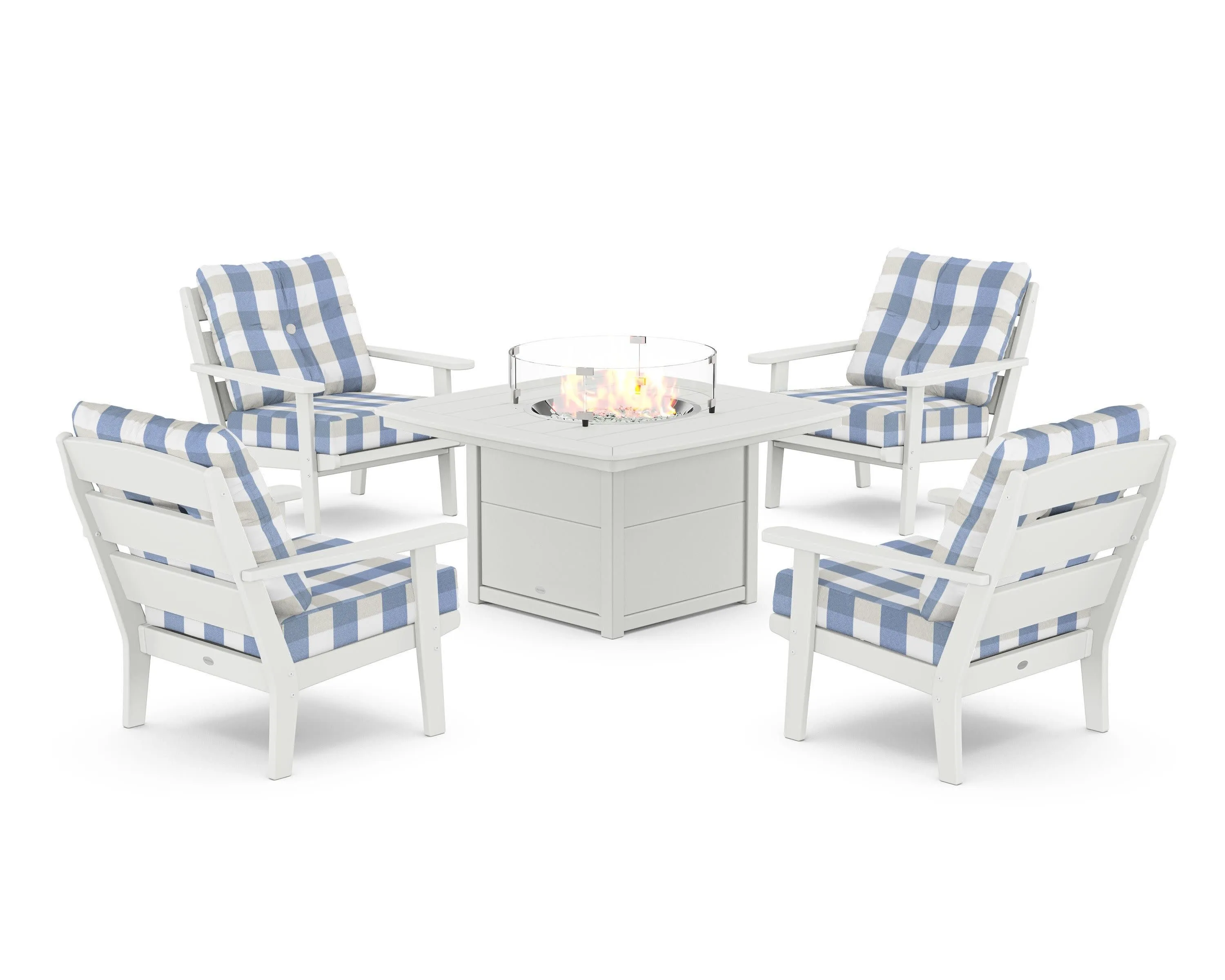 Lakeside 5-Piece Deep Seating Set with Nautical Fire Pit Table
