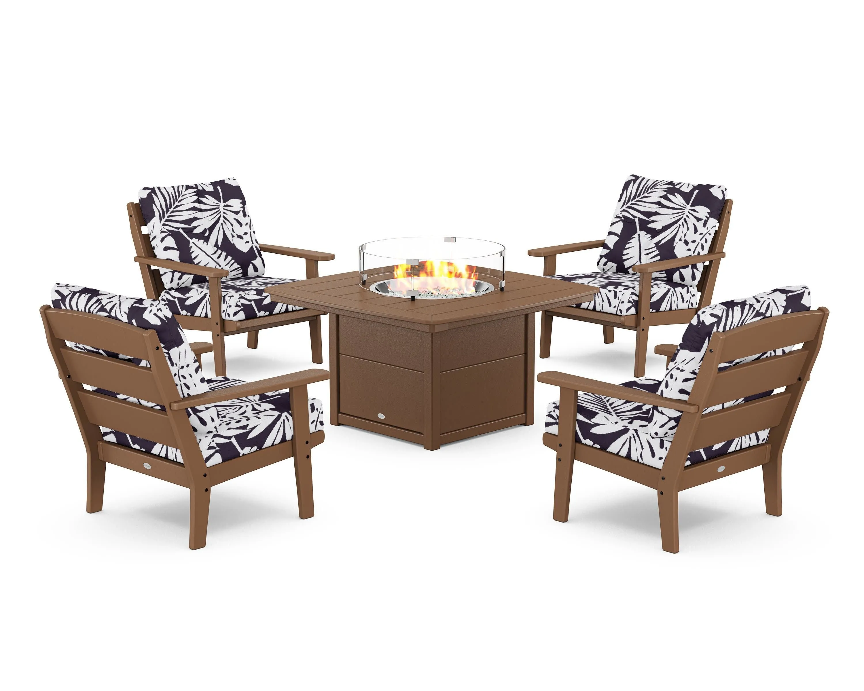 Lakeside 5-Piece Deep Seating Set with Nautical Fire Pit Table