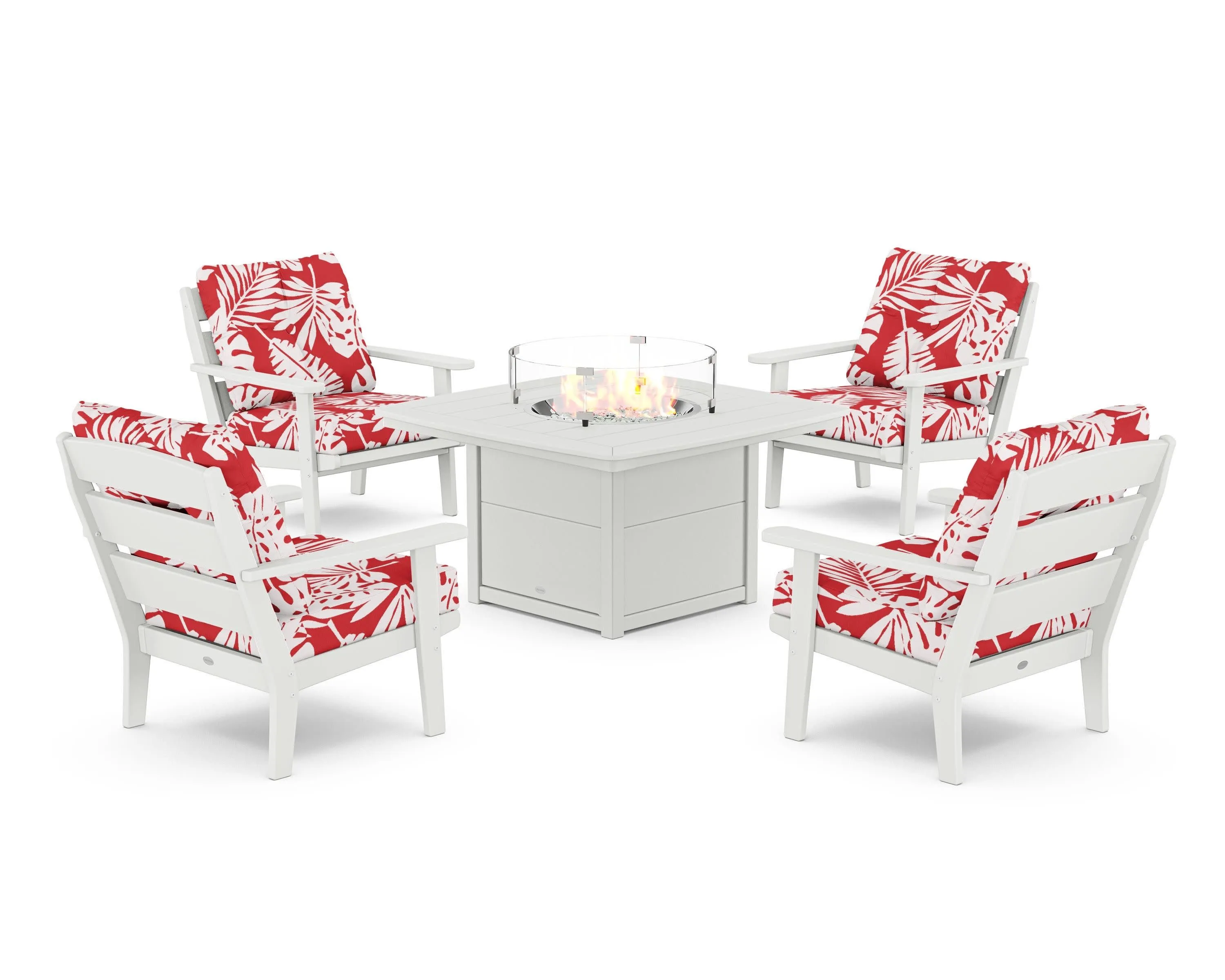 Lakeside 5-Piece Deep Seating Set with Nautical Fire Pit Table