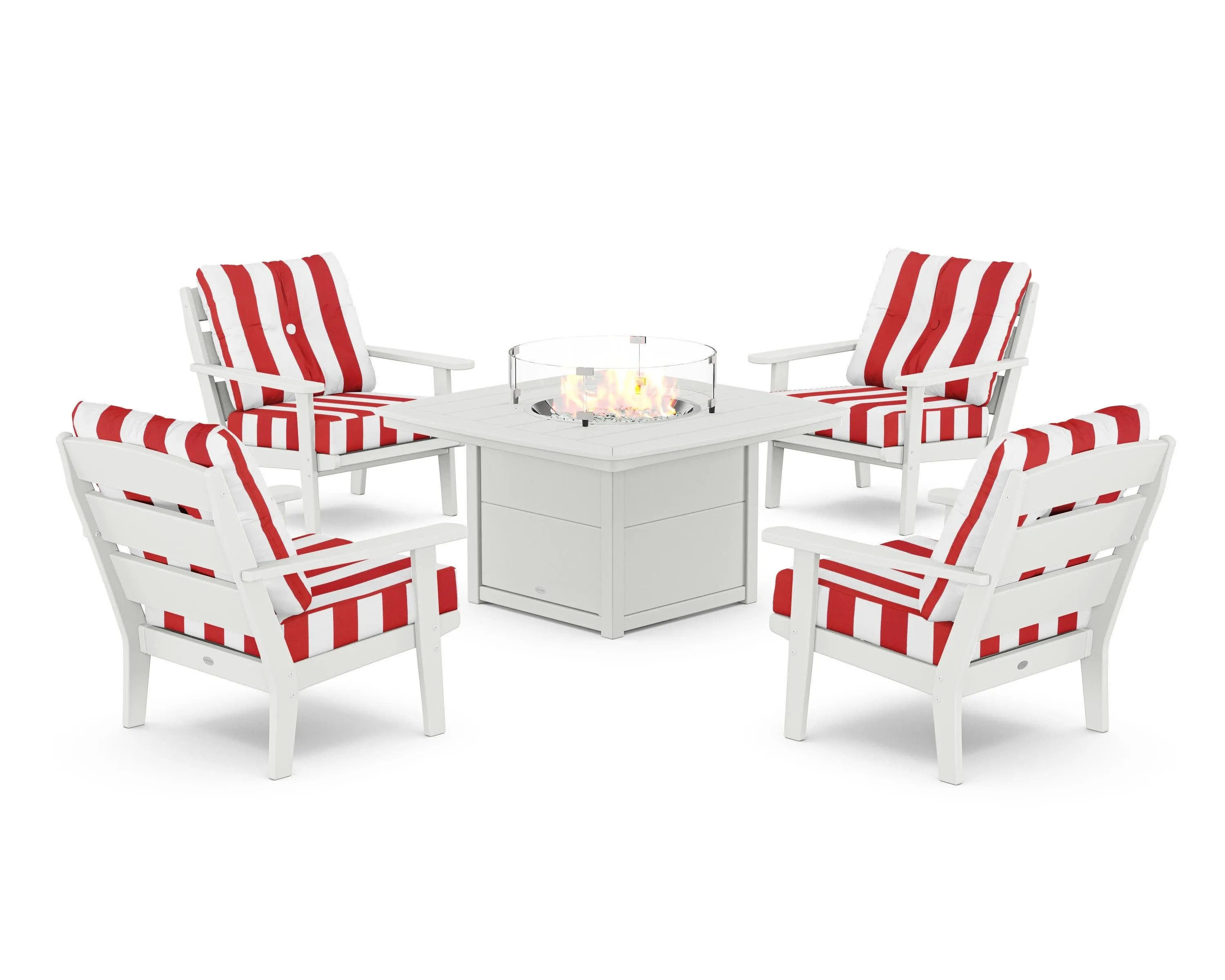 Lakeside 5-Piece Deep Seating Set with Nautical Fire Pit Table